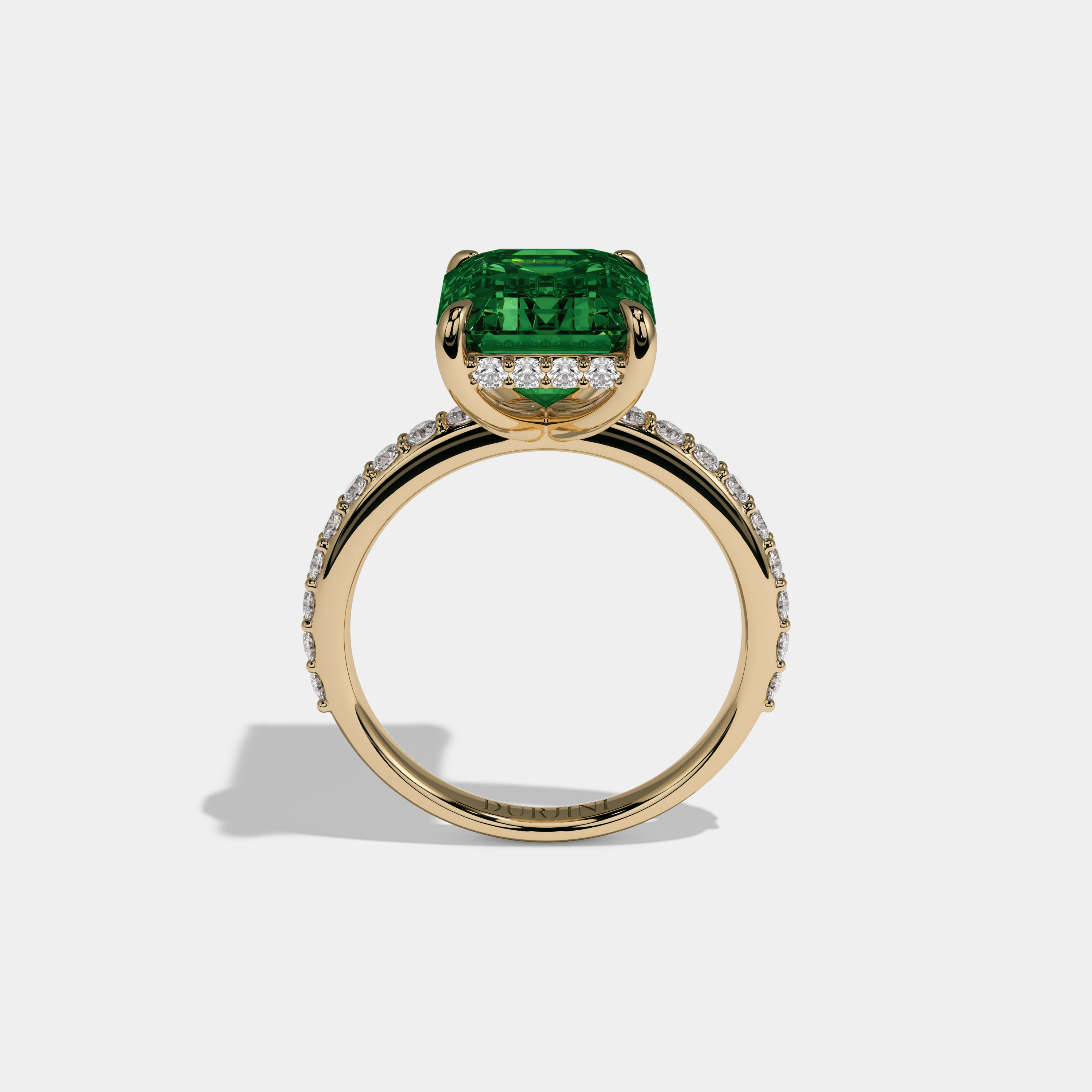 Adelaide Fancy Dark Green Emerald Cut Diamond Band Engagement Ring 6ct 18K Yellow Gold