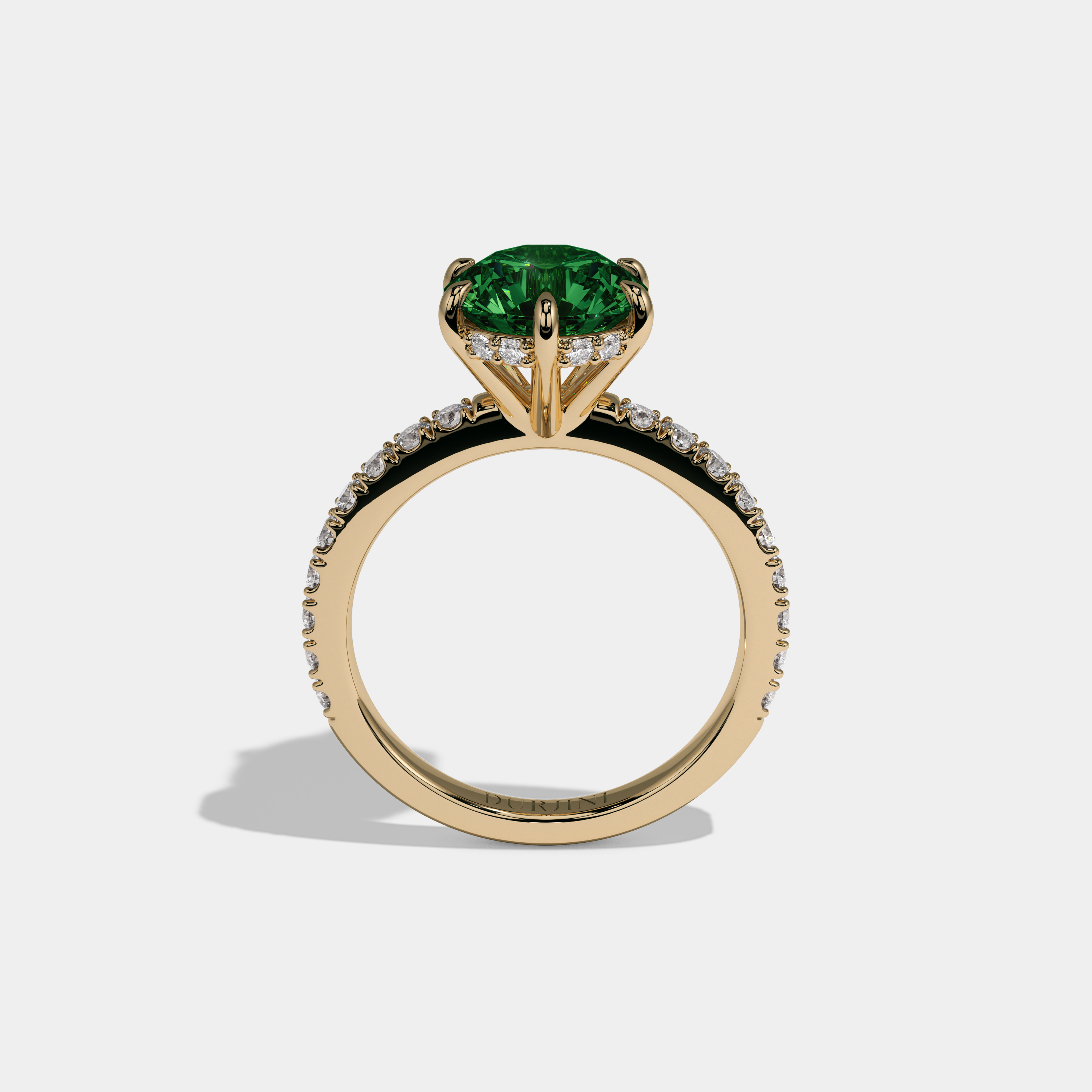 Adelaide Fancy Dark Green Round Brilliant Cut Diamond Band Engagement Ring 6ct 18K Yellow Gold
