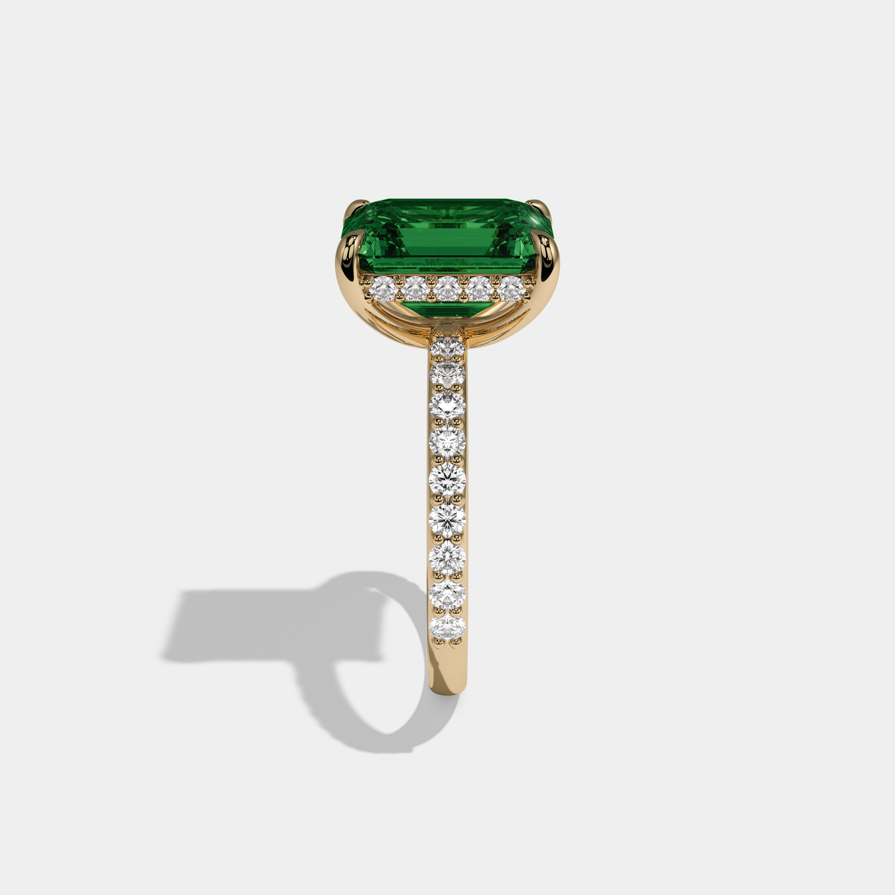 Adelaide Fancy Dark Green Emerald Cut Diamond Band Engagement Ring 6ct 18K Yellow Gold