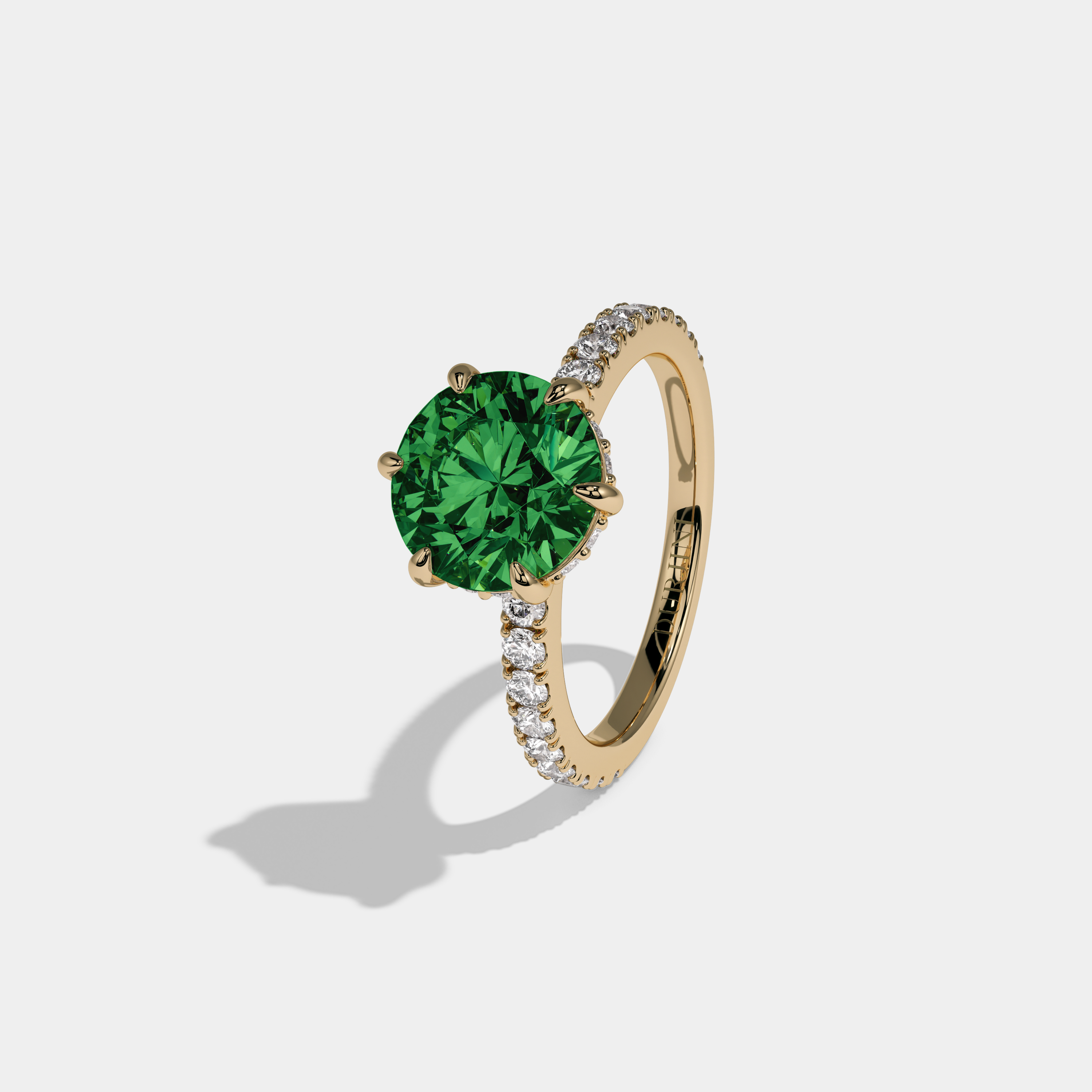 Adelaide Fancy Dark Green Round Brilliant Cut Diamond Band Engagement Ring 6ct 18K Yellow Gold