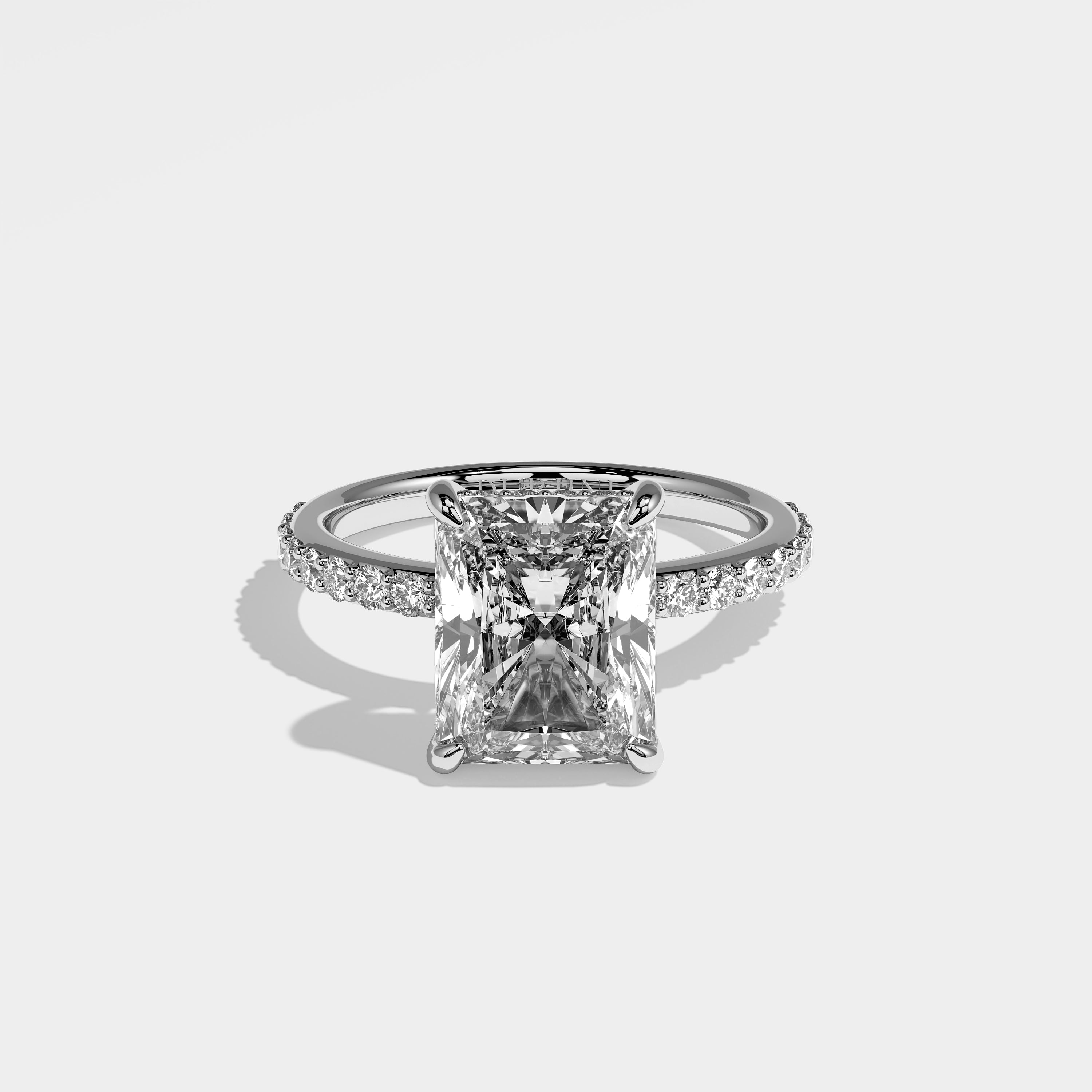 Angel Diamond Radiant Halo Engagement Ring 18K White Gold 6.50ct