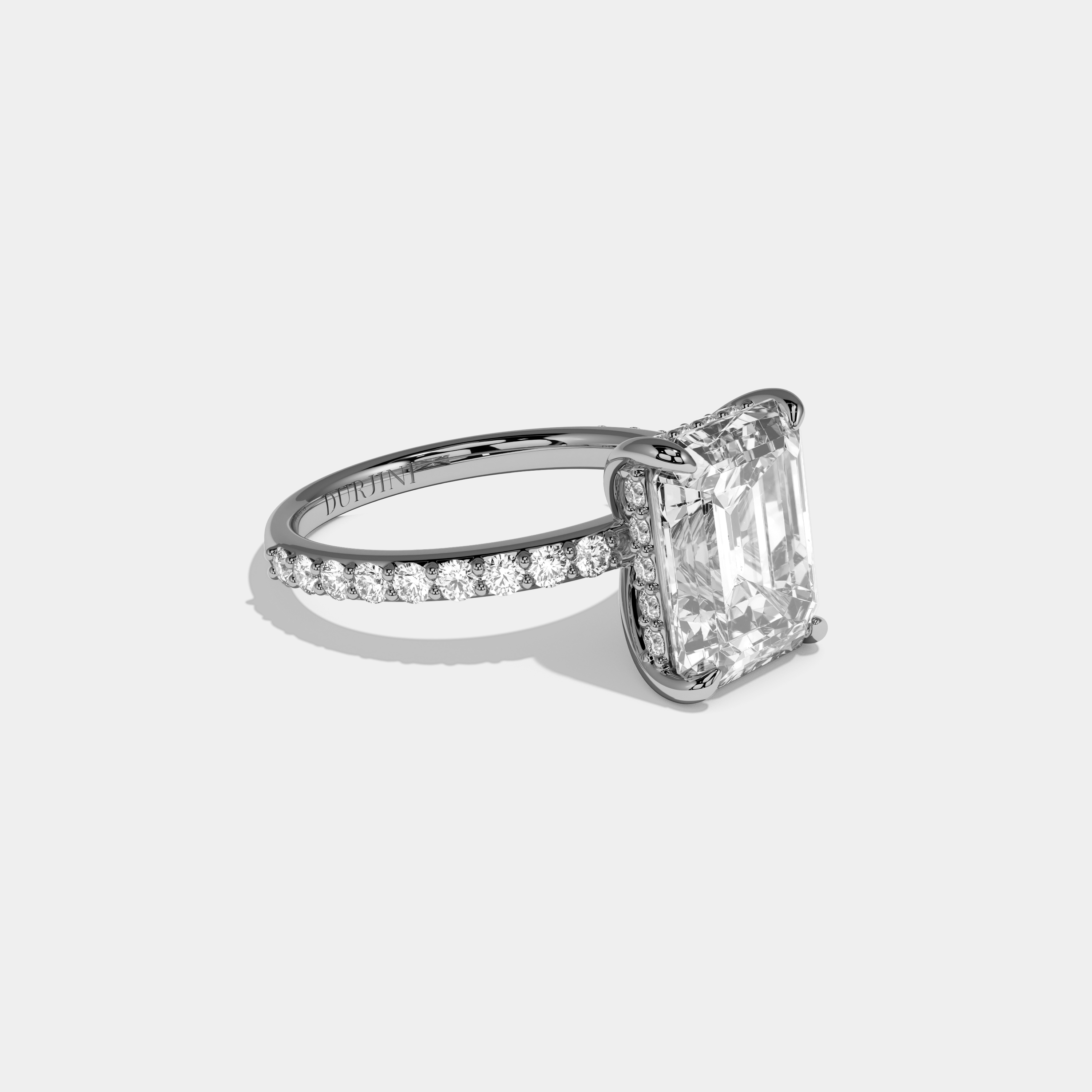 Ismera Emerald Cut Diamond Halo Engagement Ring 10ct 18k White Gold