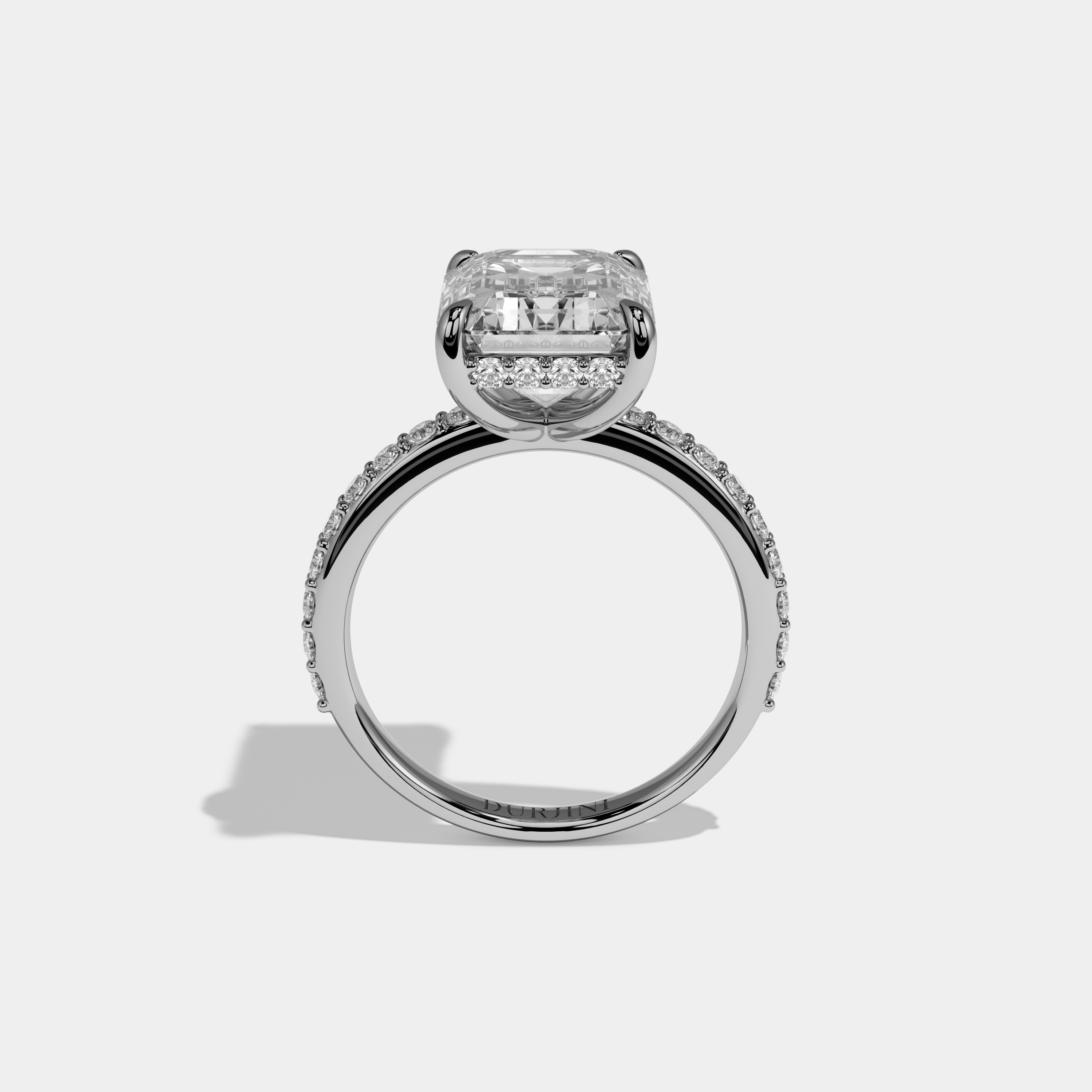 Ismera Emerald Cut Diamond Halo Engagement Ring 10ct 18k White Gold