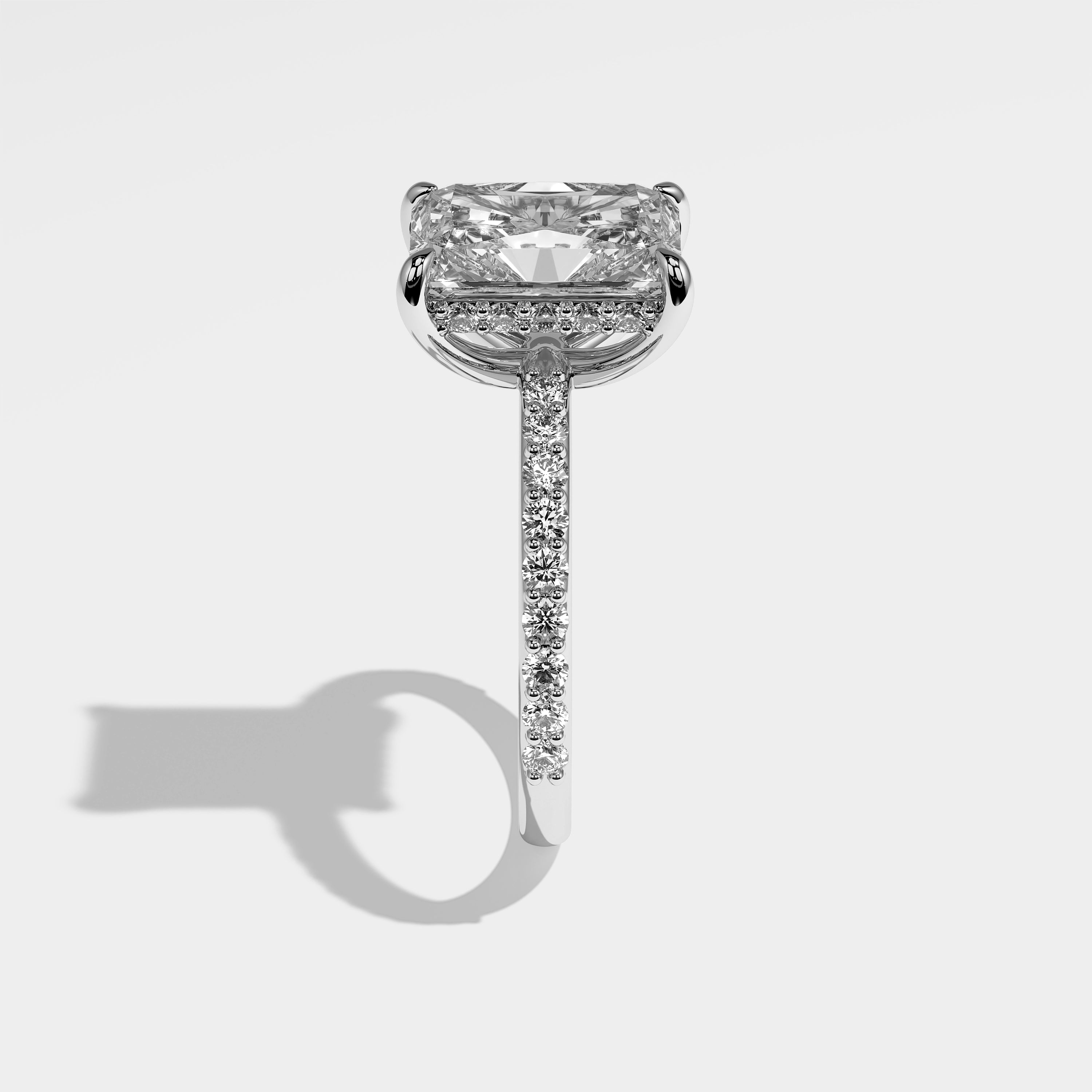 Angel Diamond Radiant Halo Engagement Ring 18K White Gold 6.50ct