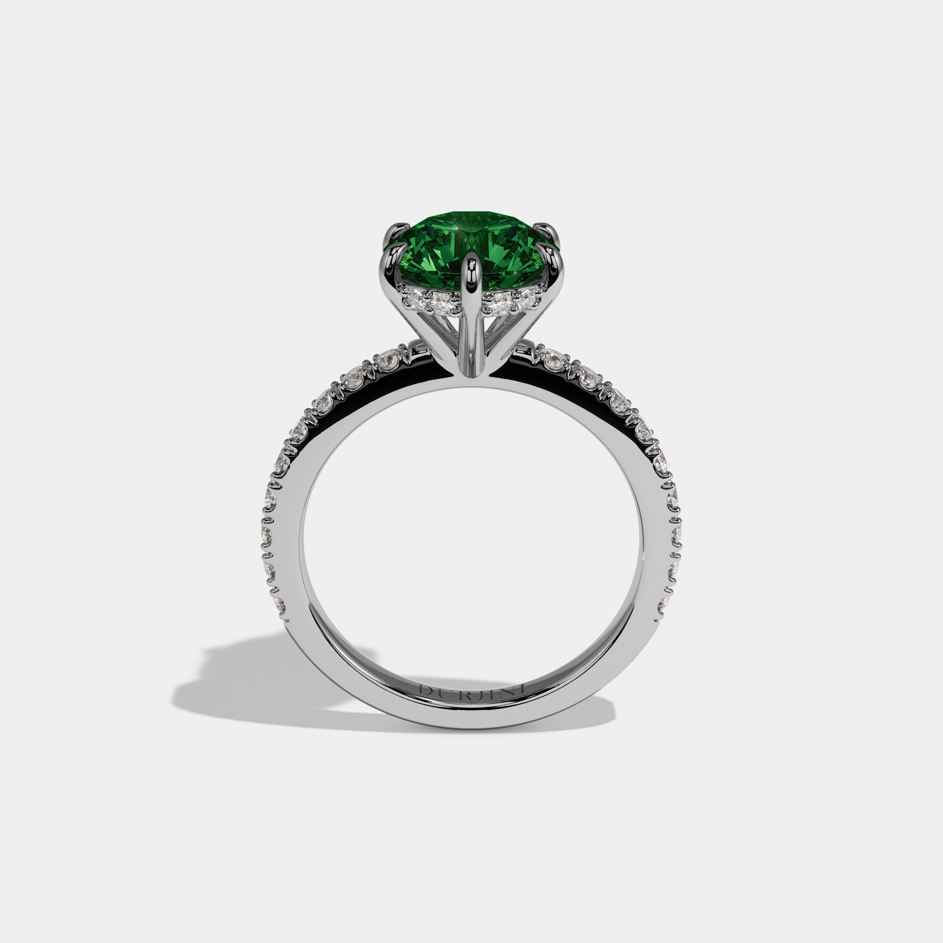 Eugenie Fancy Dark Green Round Brilliant Cut Diamond Band Engagement Ring 6ct 18K White Gold