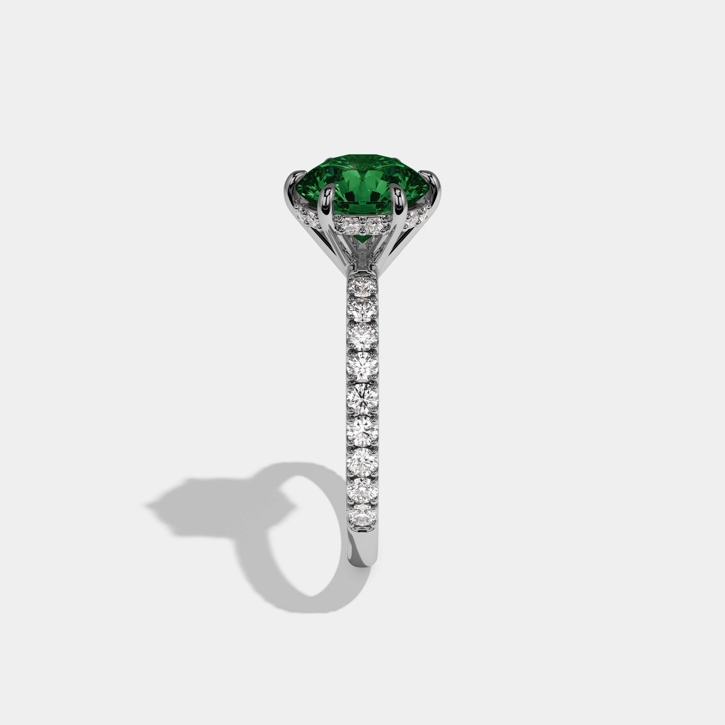 Eugenie Fancy Dark Green Round Brilliant Cut Diamond Band Engagement Ring 6ct 18K White Gold