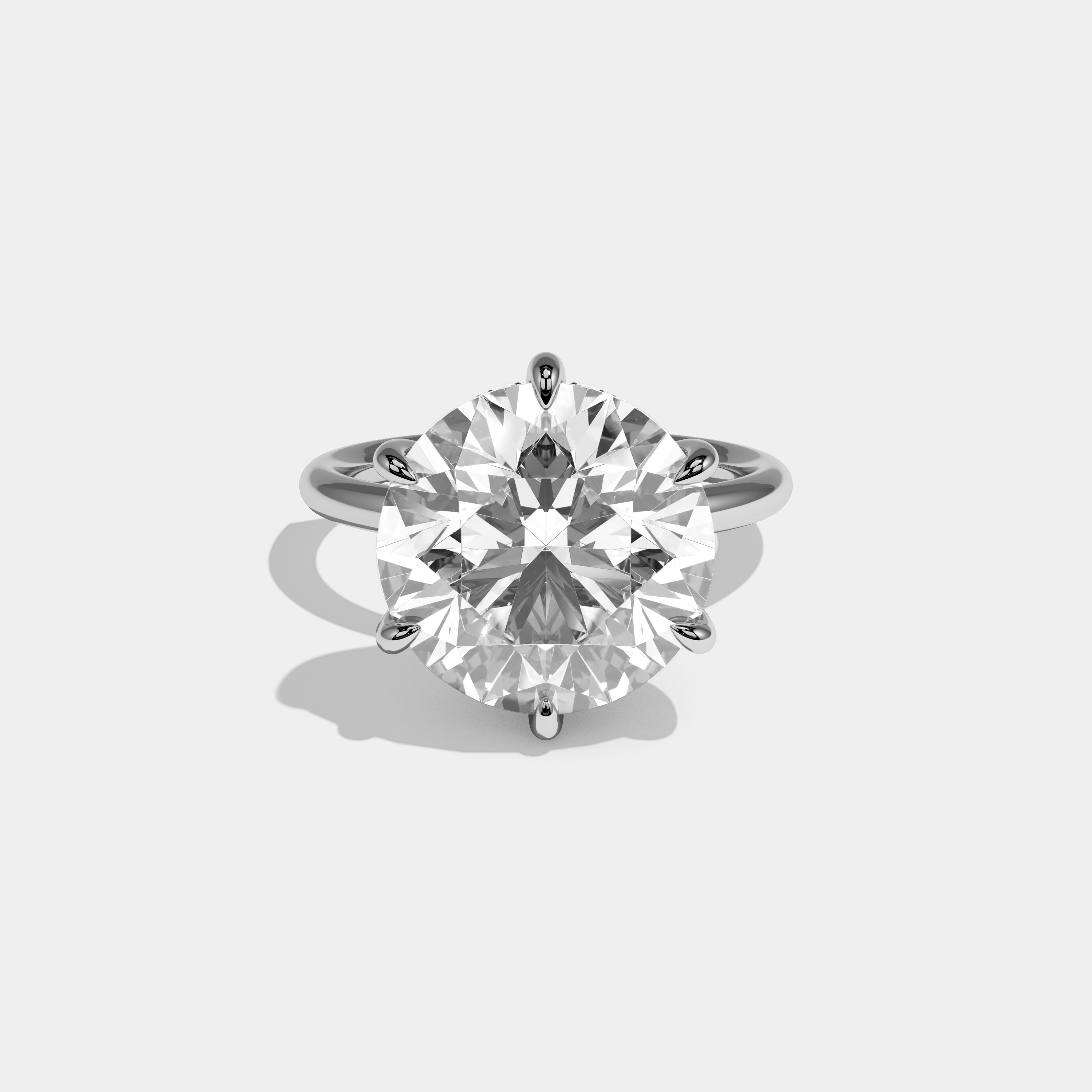 Imogen Round Brilliant Cut Diamond Halo Plain Band Engagement Ring 10ct 18k White Gold