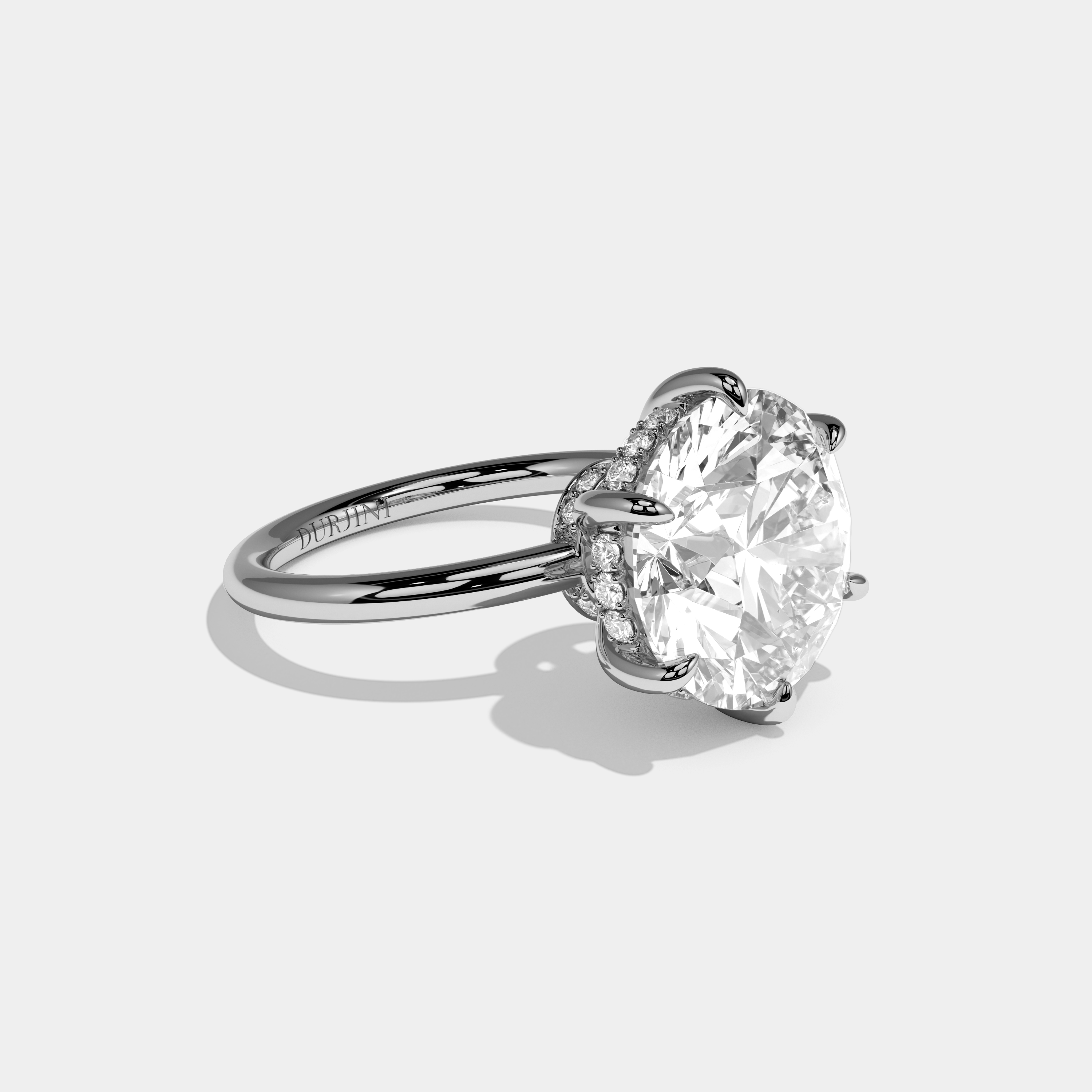 Imogen Round Brilliant Cut Diamond Halo Plain Band Engagement Ring 10ct 18k White Gold