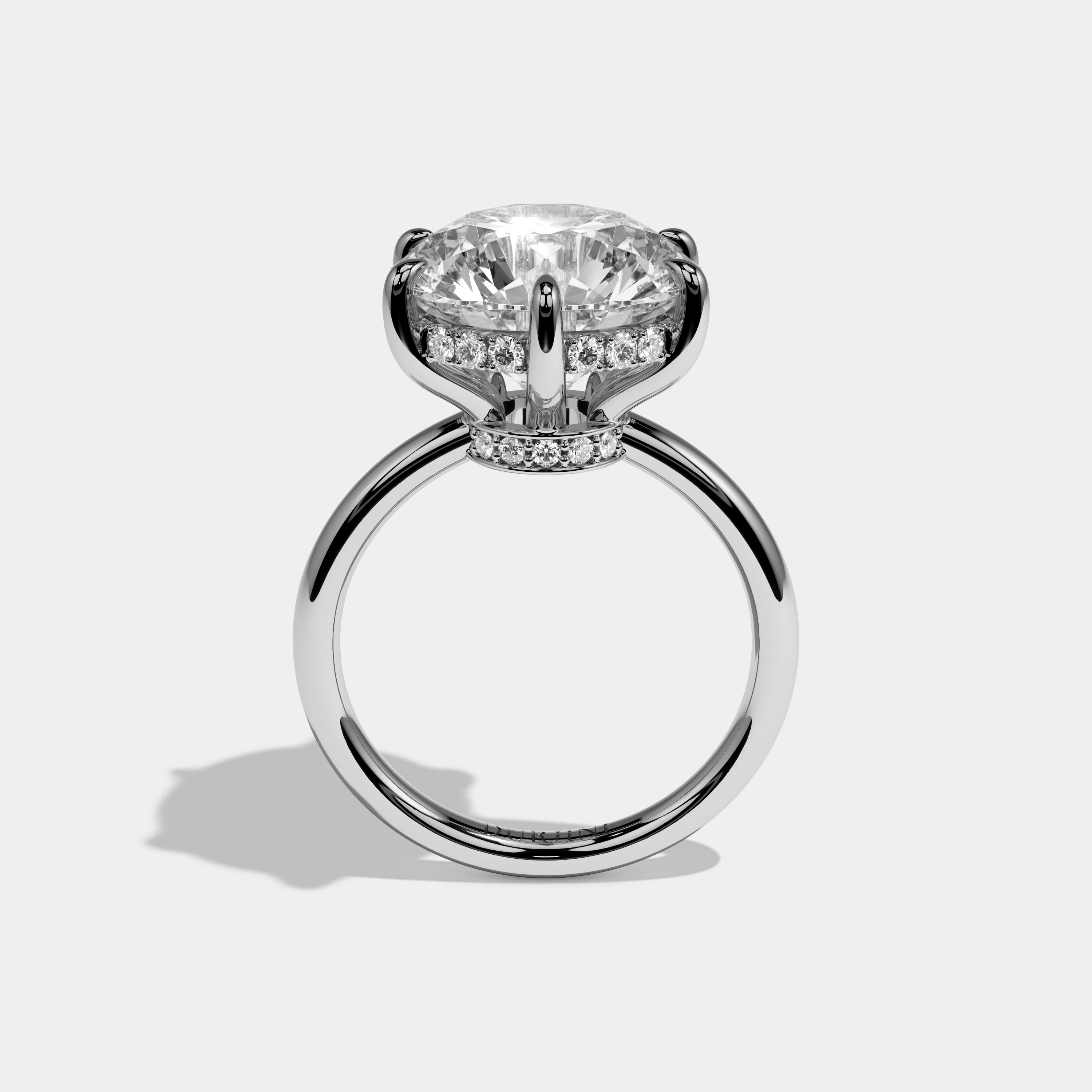 Imogen Round Brilliant Cut Diamond Halo Plain Band Engagement Ring 10ct 18k White Gold