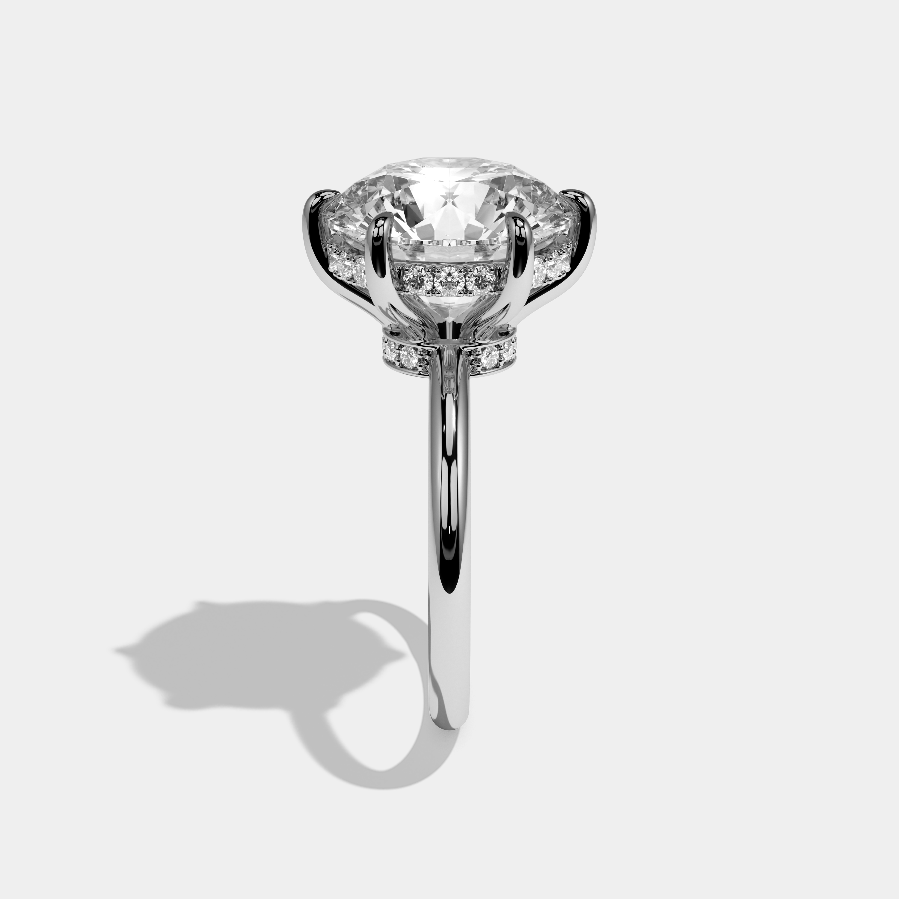 Imogen Round Brilliant Cut Diamond Halo Plain Band Engagement Ring 10ct 18k White Gold