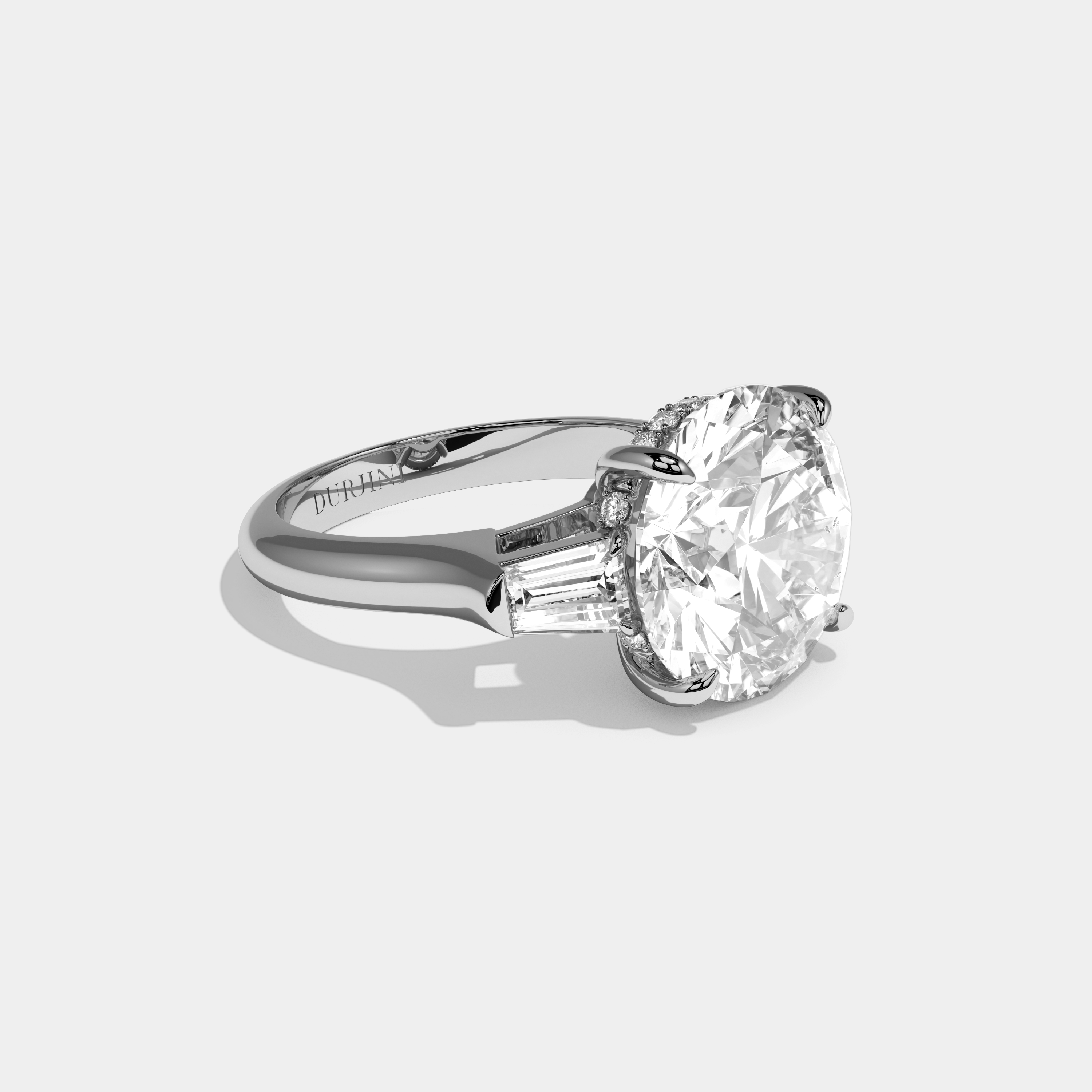 Phoebe Round Brilliant Cut Diamond Halo Plain Band Engagement Ring 10ct 18K White Gold