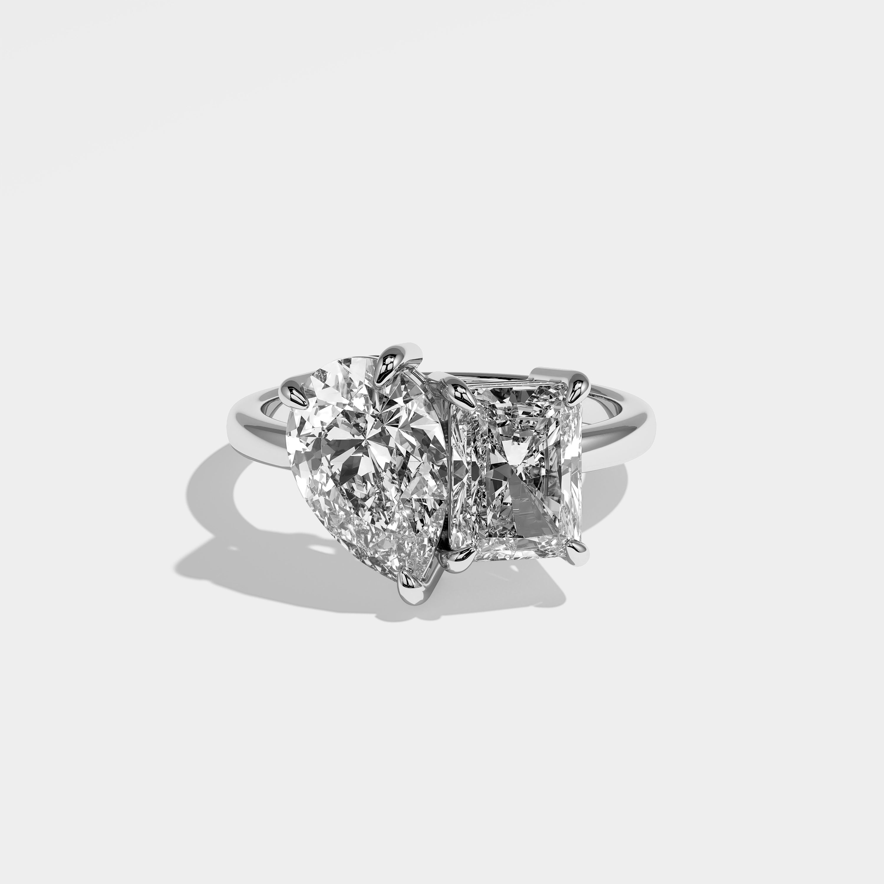 Heaven Diamond Pear Engagement Ring 18K White Gold 4.00ct