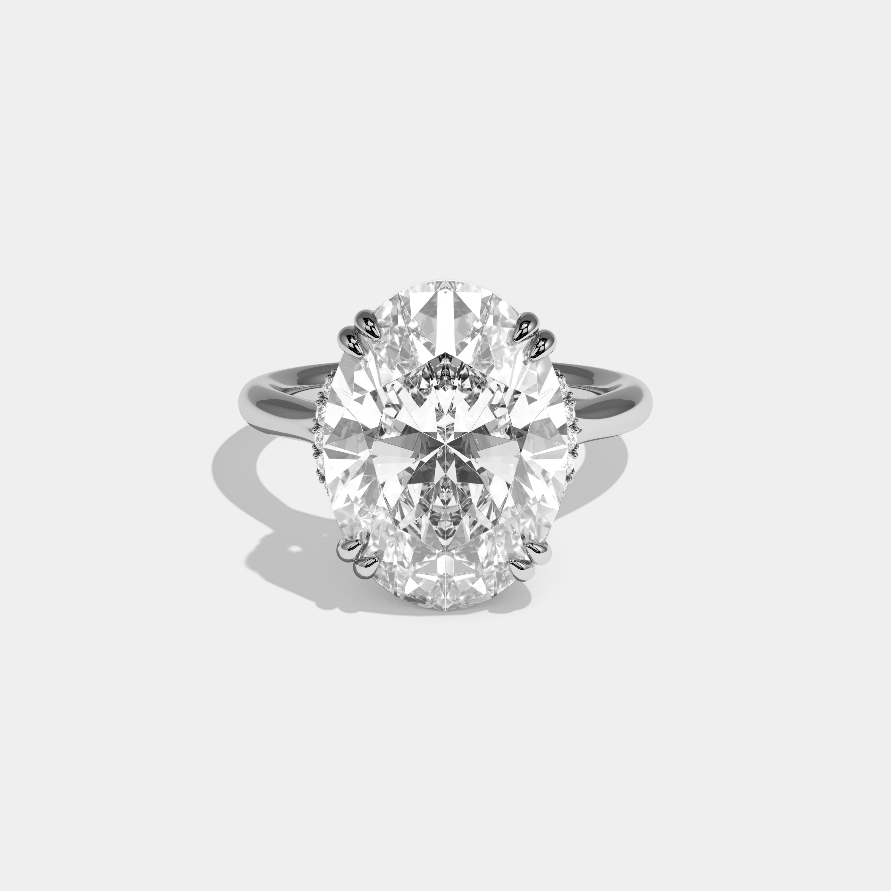 Freya Oval Cut Diamond Engagement Ring Plain Band 10ct 18K White Gold