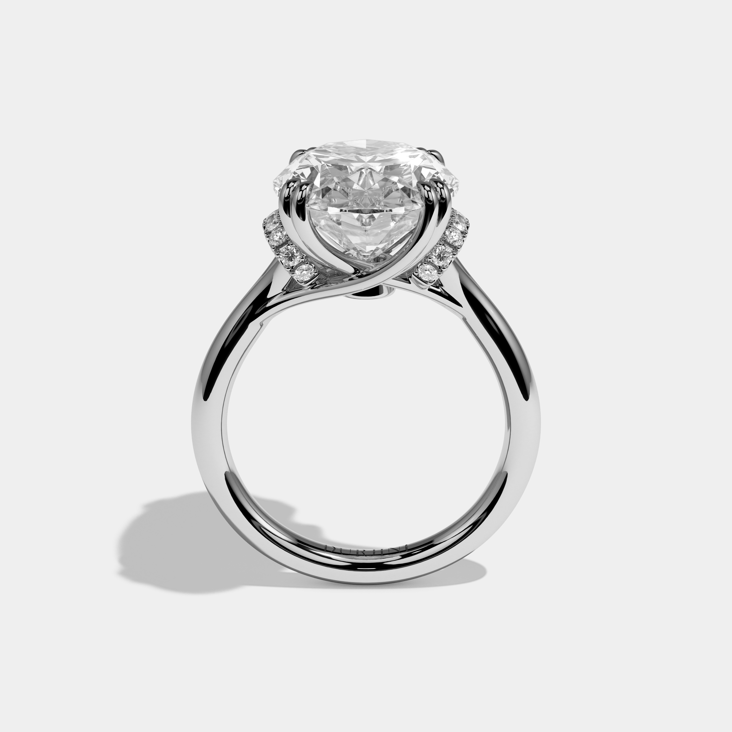 Freya Oval Cut Diamond Engagement Ring Plain Band 10ct 18K White Gold