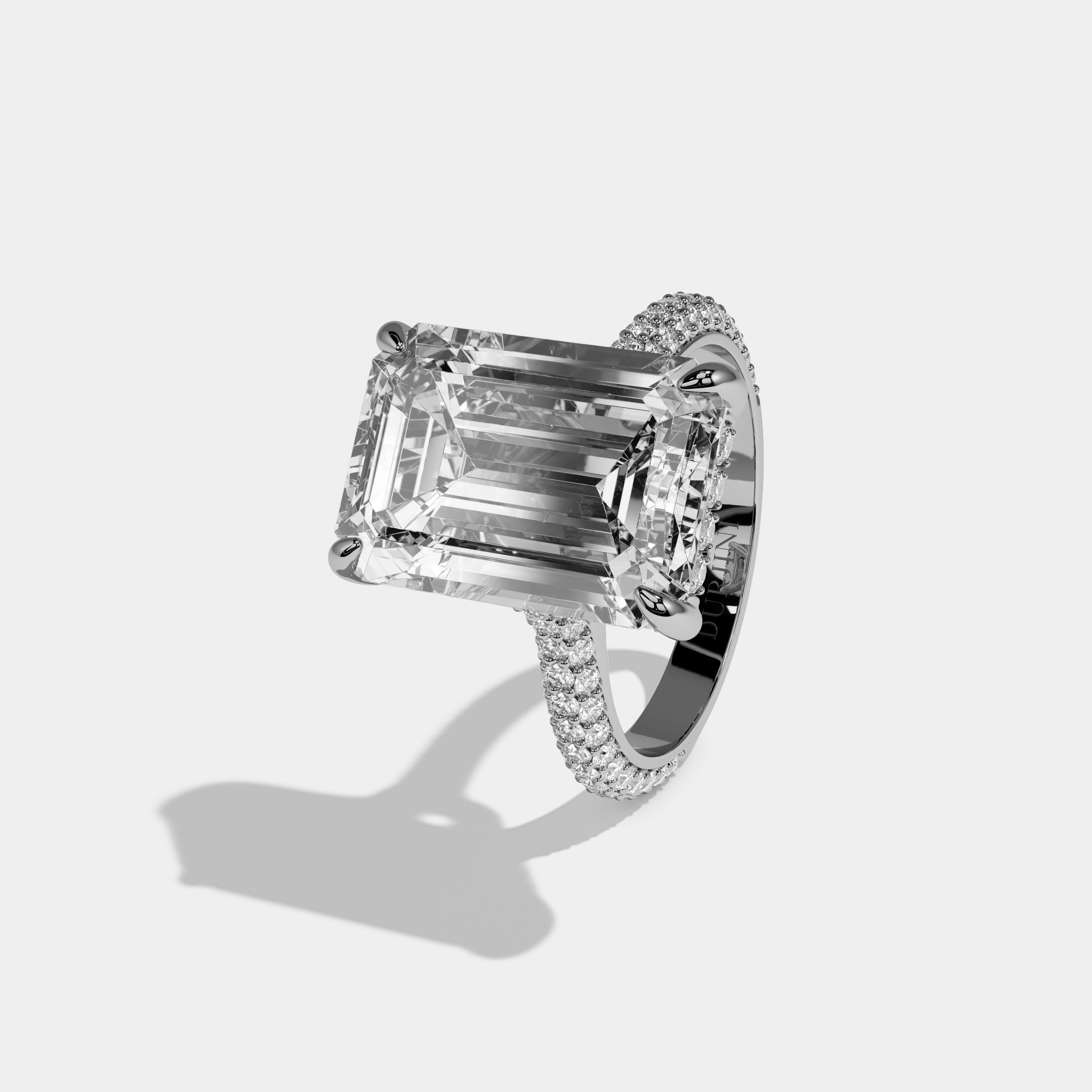 Anne Emerald Cut Diamond Band Engagement Ring 12ct 18k White Gold