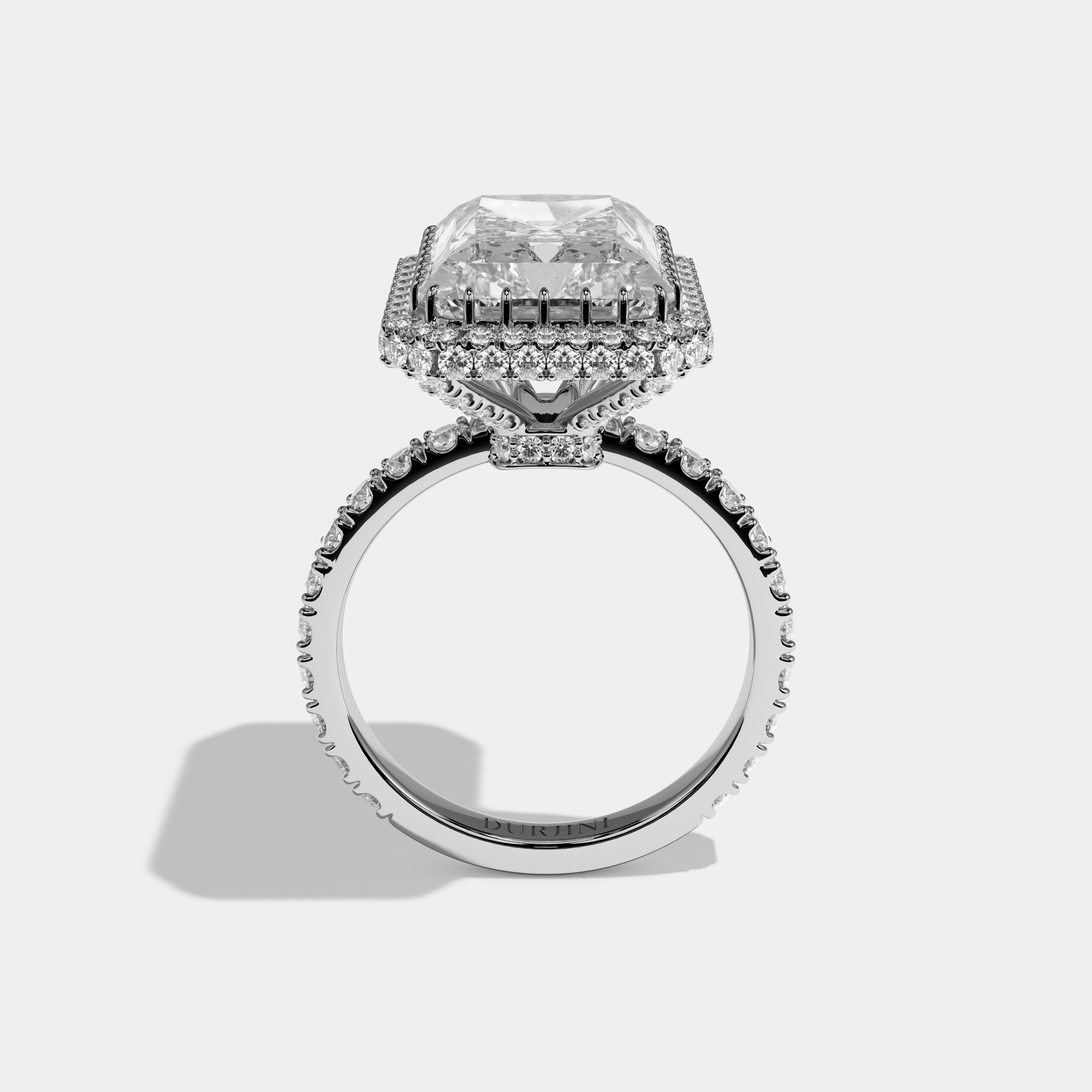 Victoria Radiant Cut Diamond Halo Engagement Ring 10ct 18K White Gold
