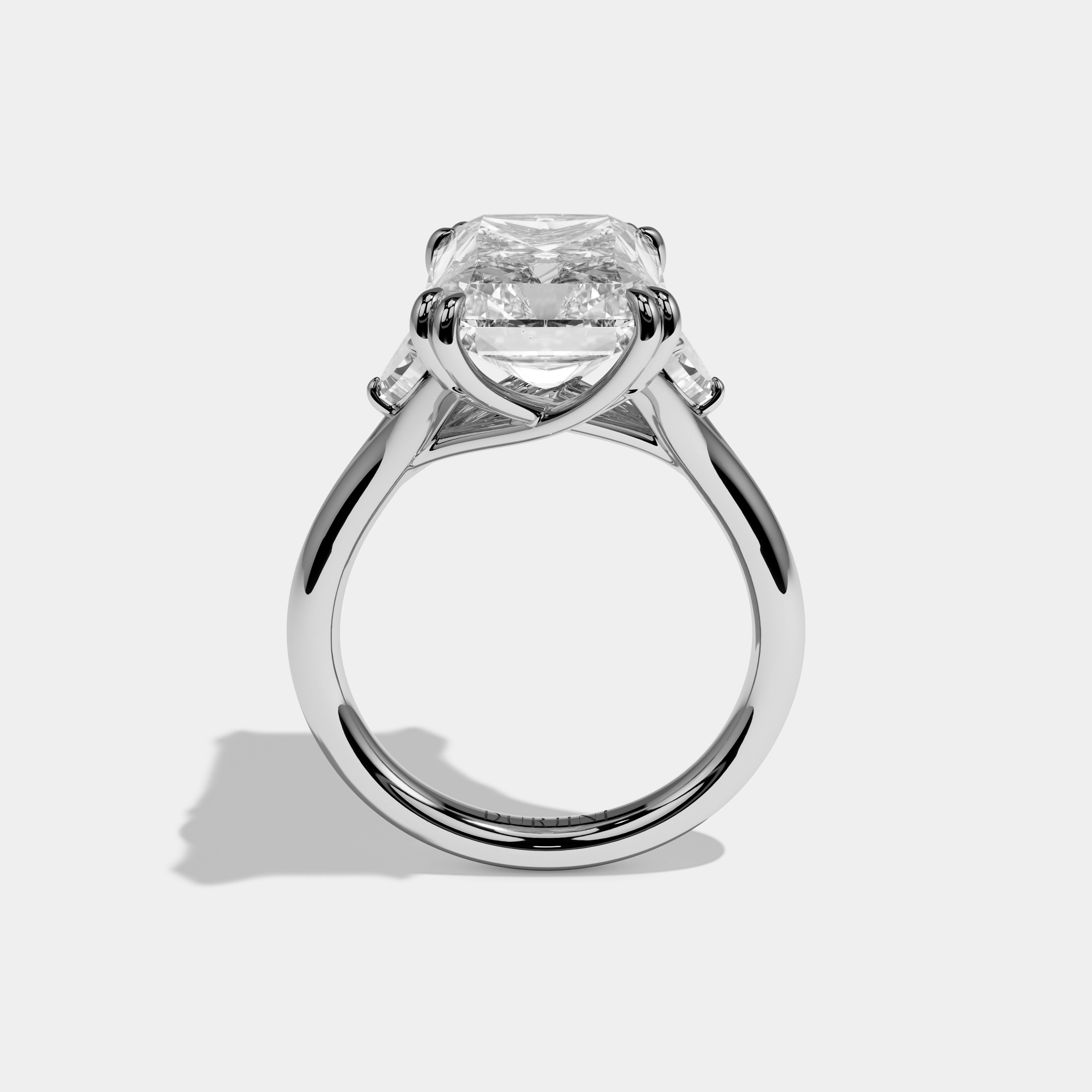 Emily Radiant Cut Diamond Engagement Ring Plain Band 9ct 18K White Gold