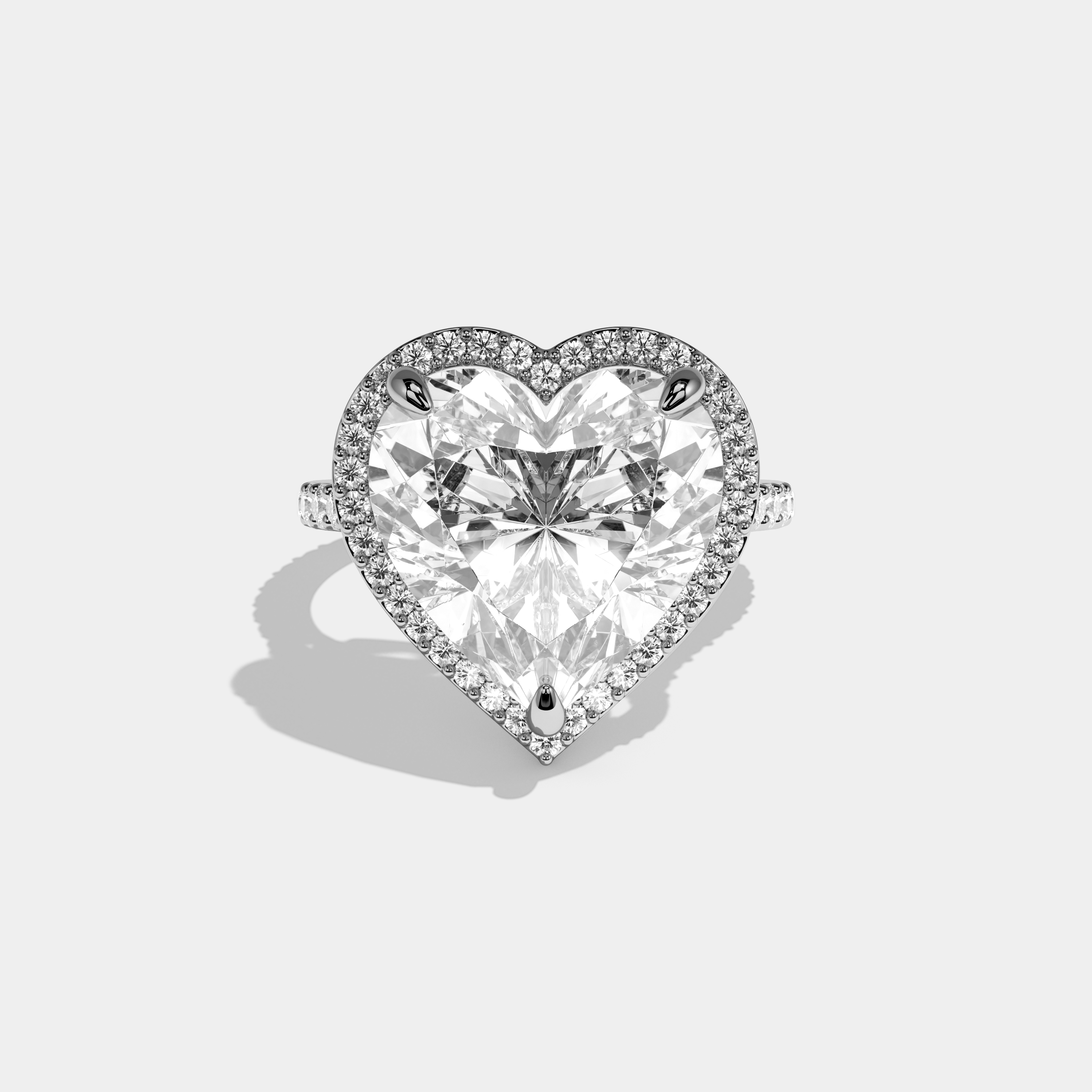 Genesis Heart Cut Diamond Halo With Diamond Band Engagement Ring 10ct 18k White Gold