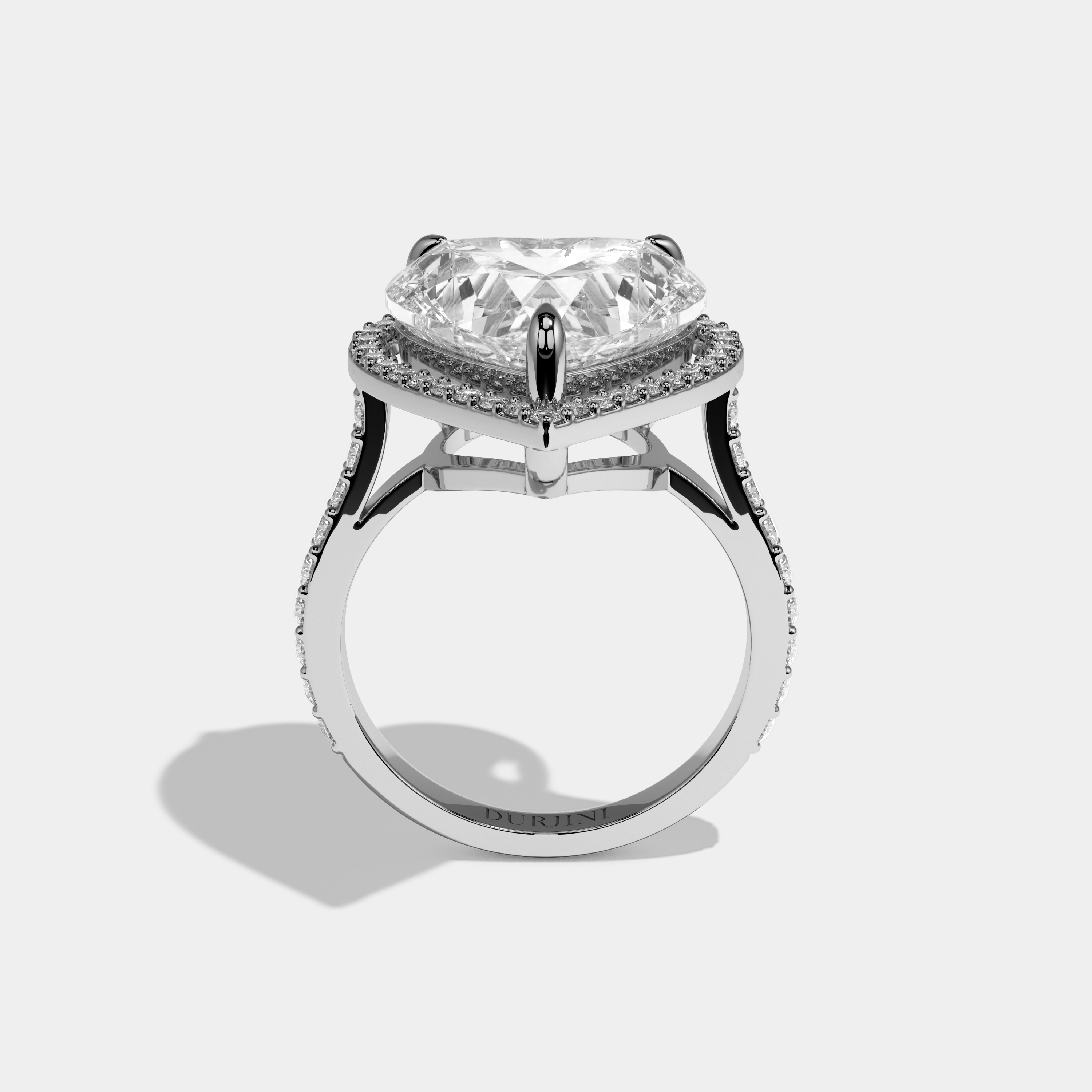 Genesis Heart Cut Diamond Halo With Diamond Band Engagement Ring 10ct 18k White Gold