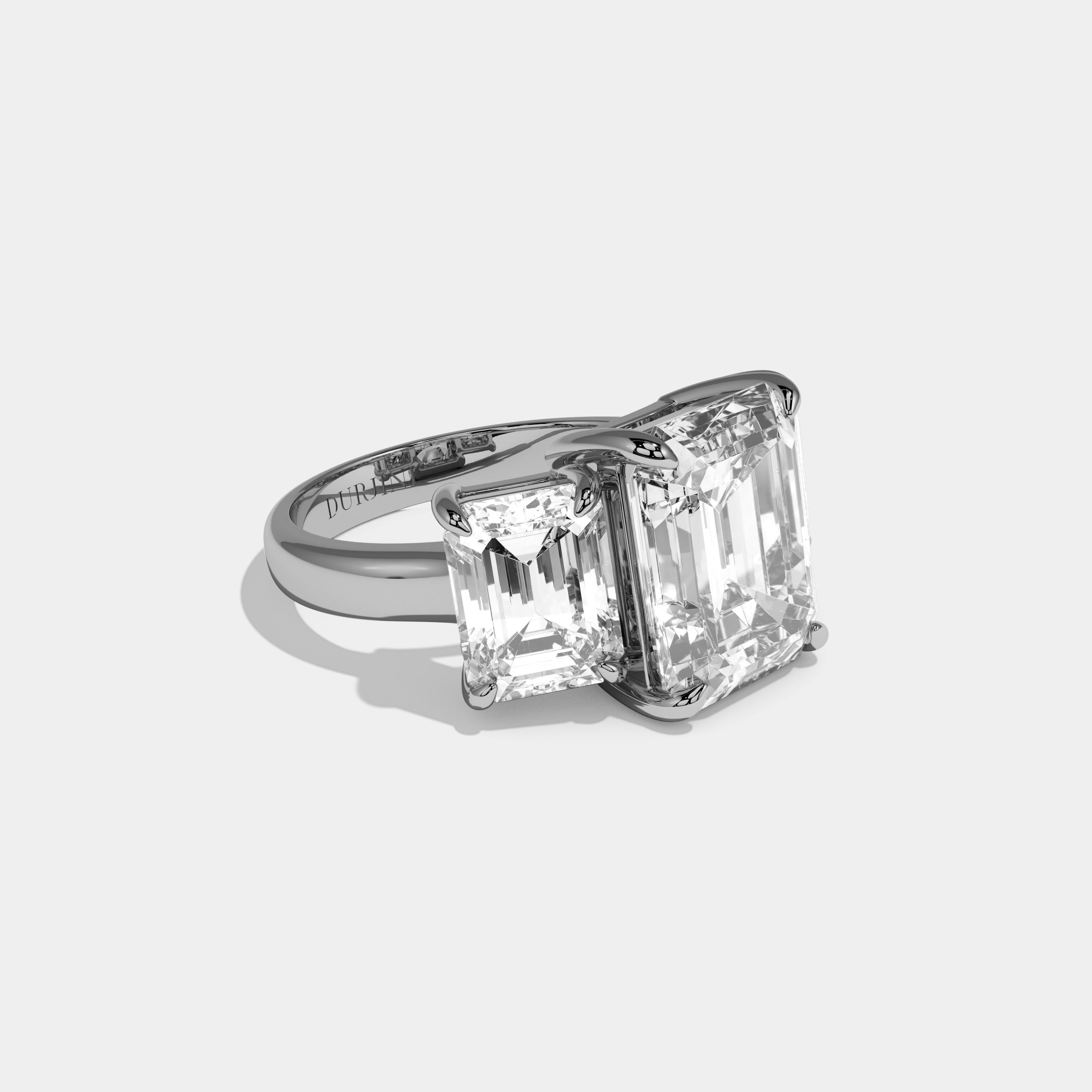 Lillian Emerald Cut Diamond Plain Band With Emerald Cut Sides Engagement Ring 12ct 18k White Gold