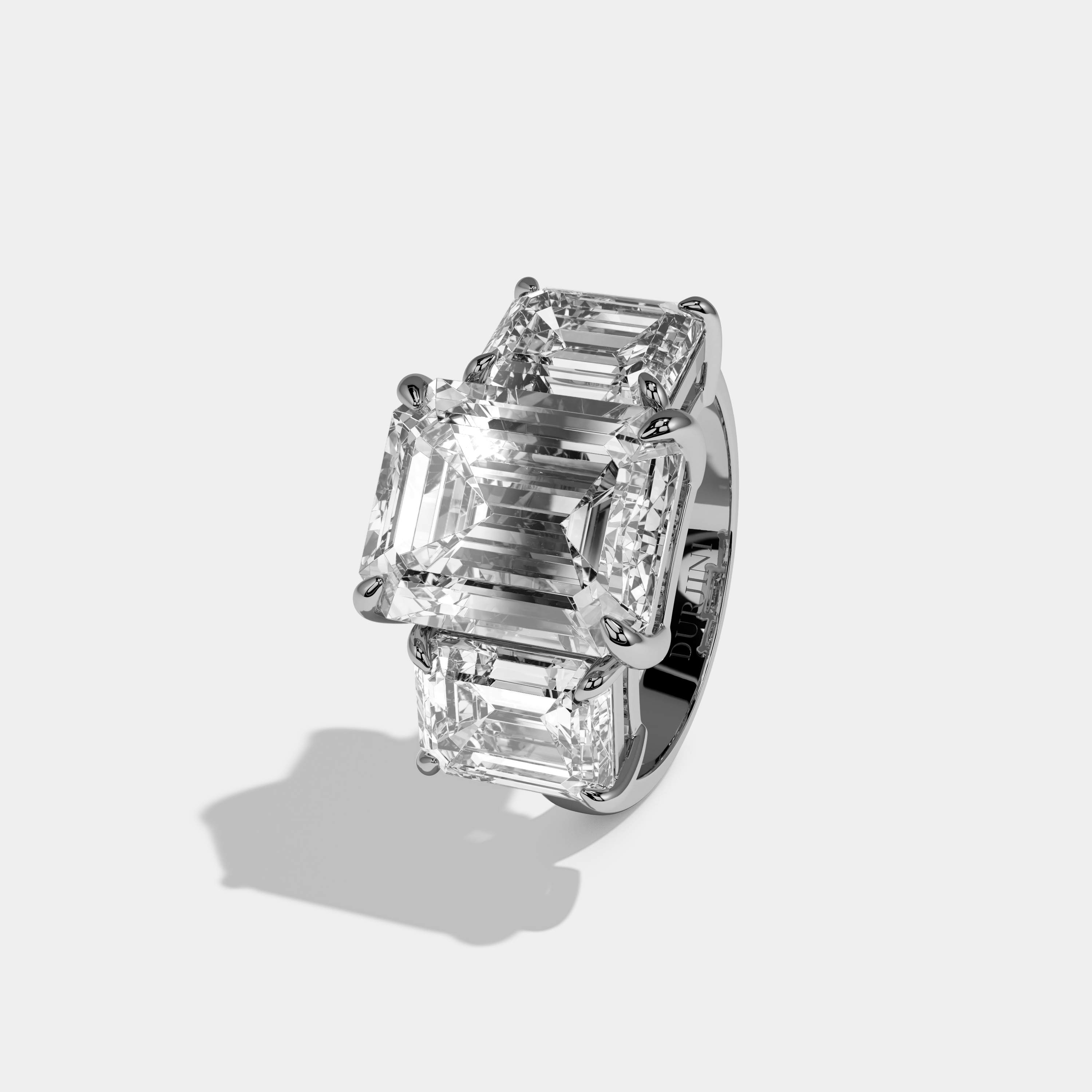 Lillian Emerald Cut Diamond Plain Band With Emerald Cut Sides Engagement Ring 12ct 18k White Gold