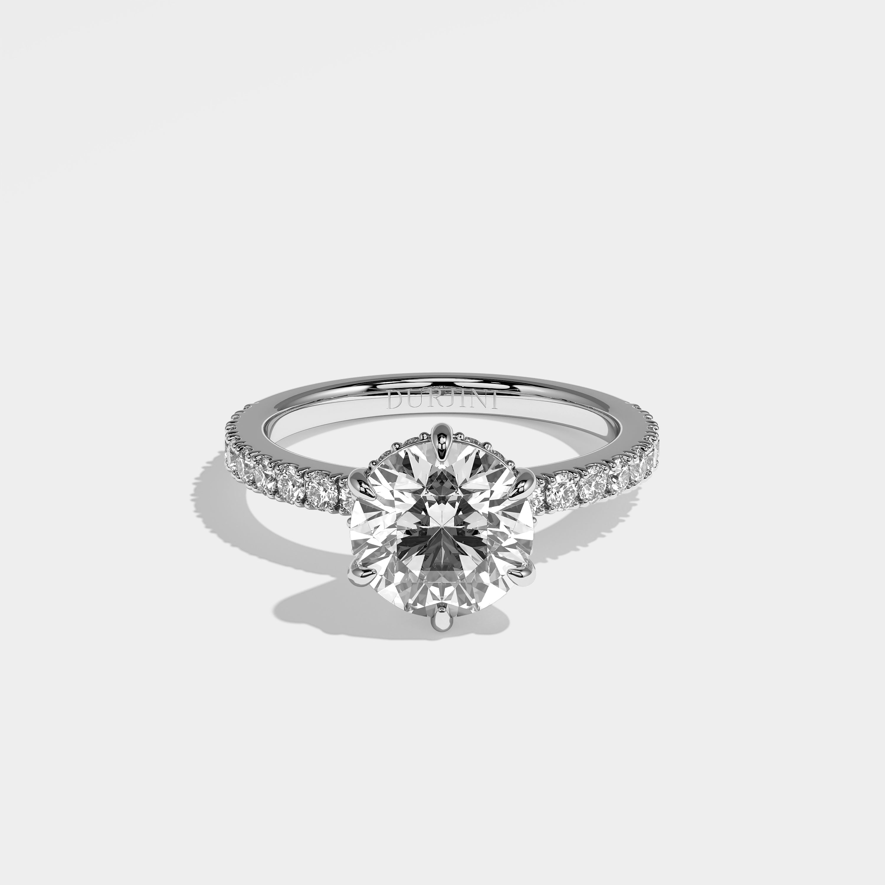 Moon Diamond Round Brilliant Halo Engagement Ring 18K White Gold 3.30ct