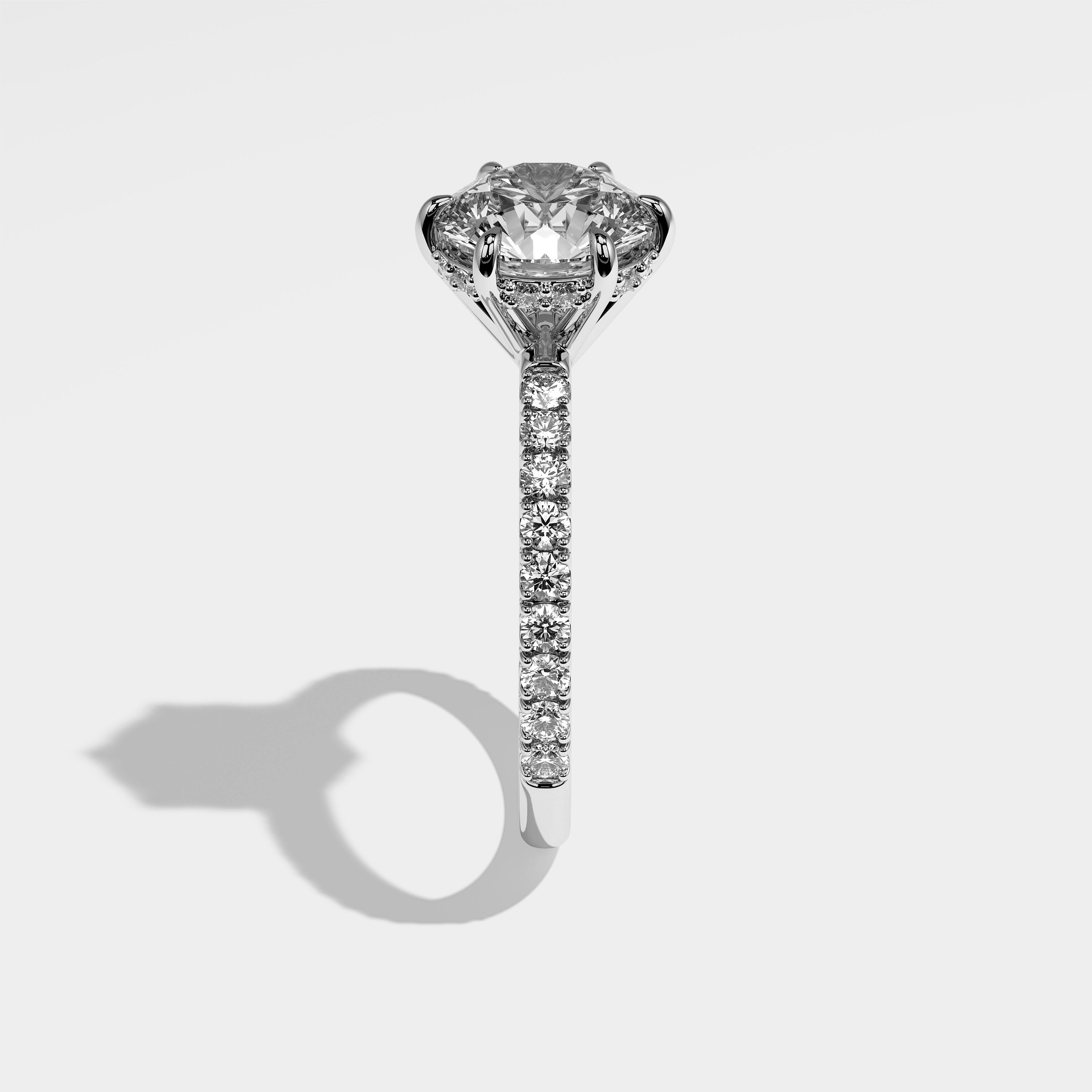 Moon Diamond Round Brilliant Halo Engagement Ring 18K White Gold 3.30ct