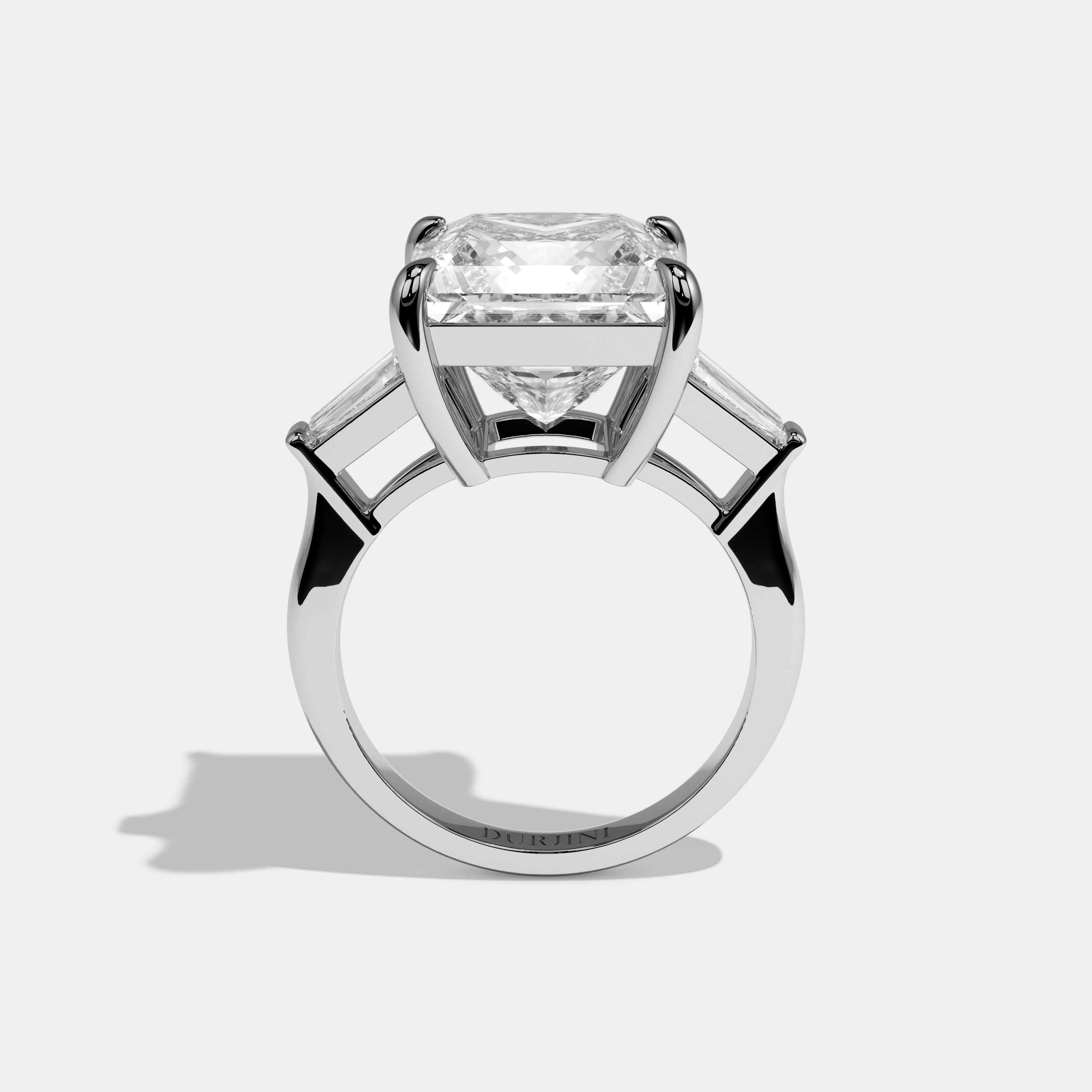Alice Princess Cut Diamond Trio Halo Plain Band Engagement Ring 10ct 18k White Gold