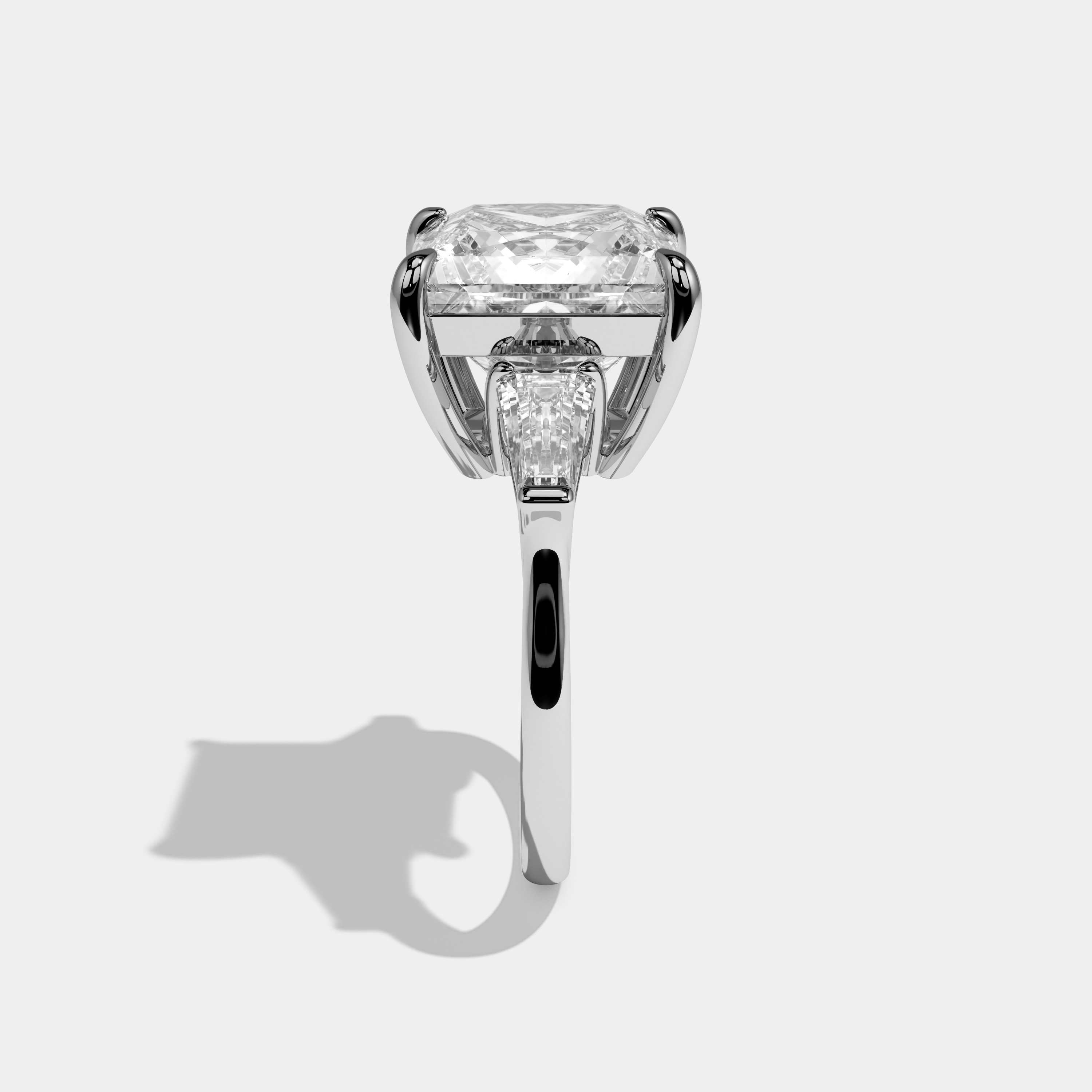 Alice Princess Cut Diamond Trio Halo Plain Band Engagement Ring 10ct 18k White Gold