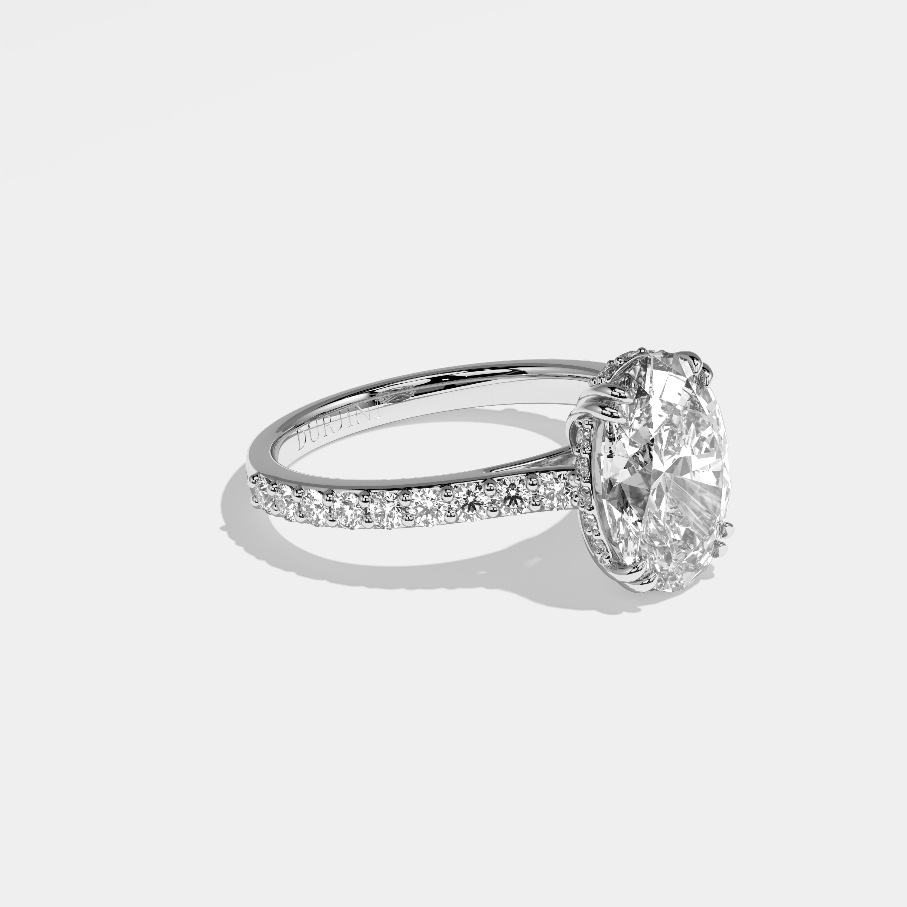 Eclipse Diamond Oval Halo Engagement Ring 18K White Gold 4.30ct