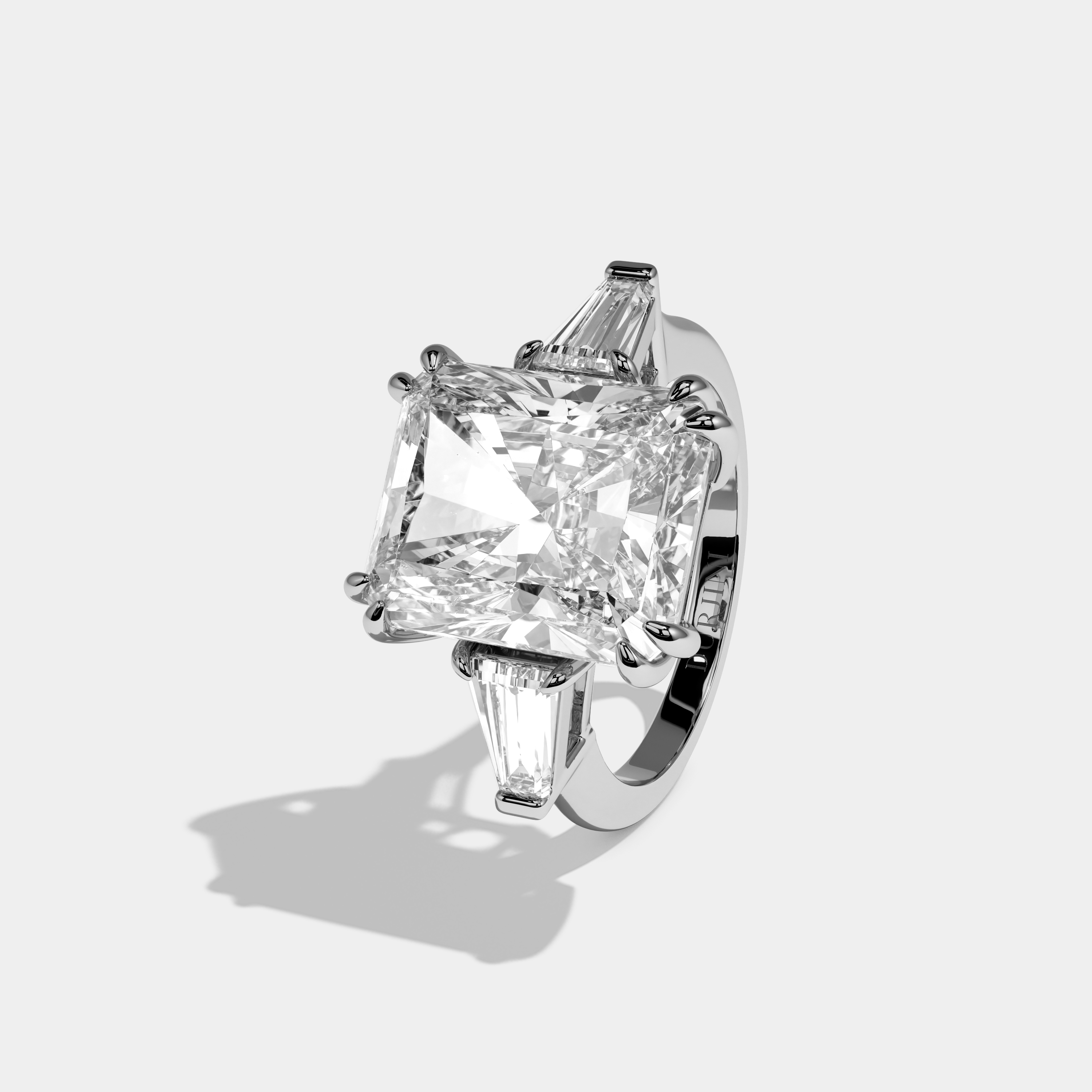 Sienna Radiant Cut Diamond Halo Plain Band With Quadrant Side Engagement Ring 10ct 18k White Gold