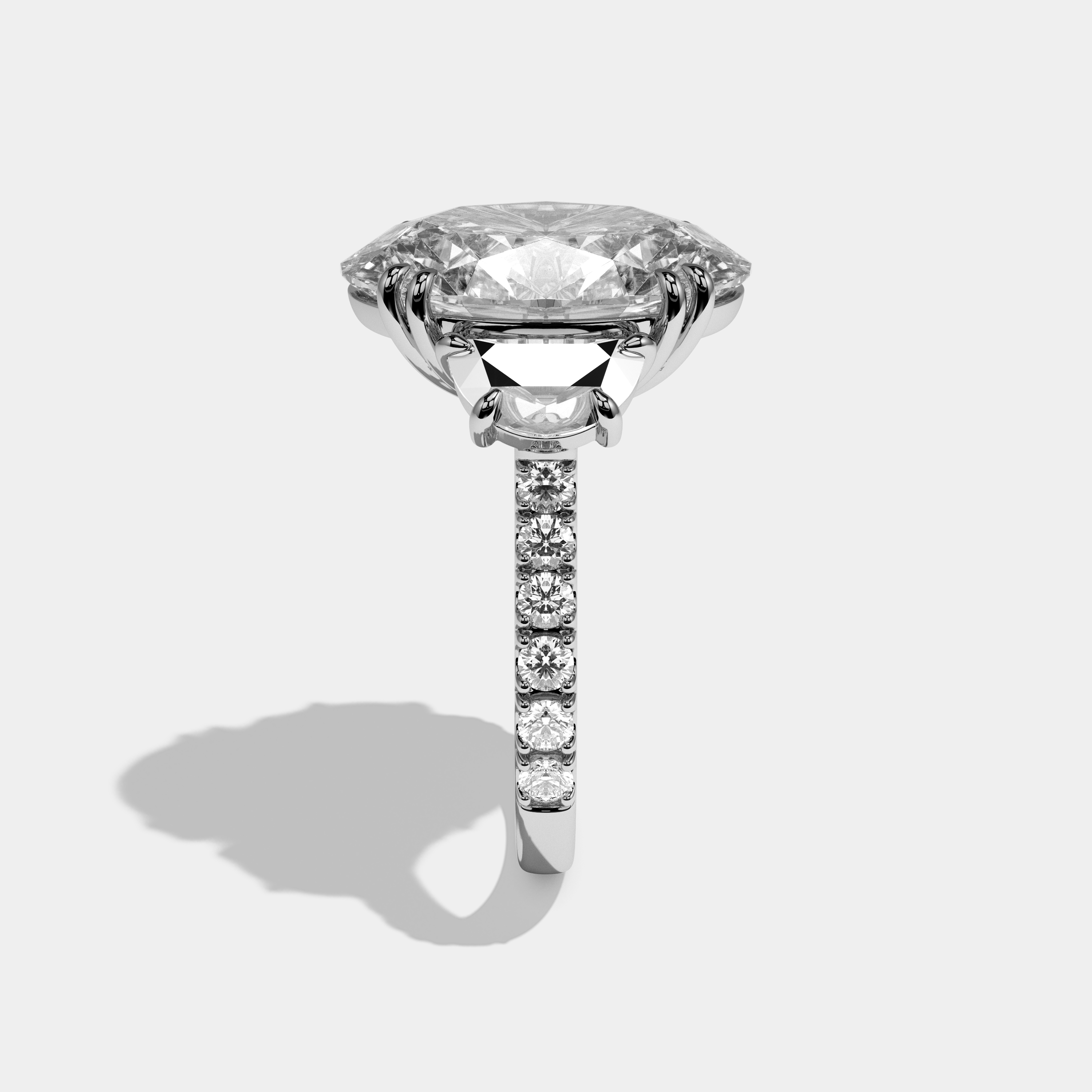 Summer Oval Cut Diamond Halo With Half Moon Side Engagement Ring 10ct 18k White Gold