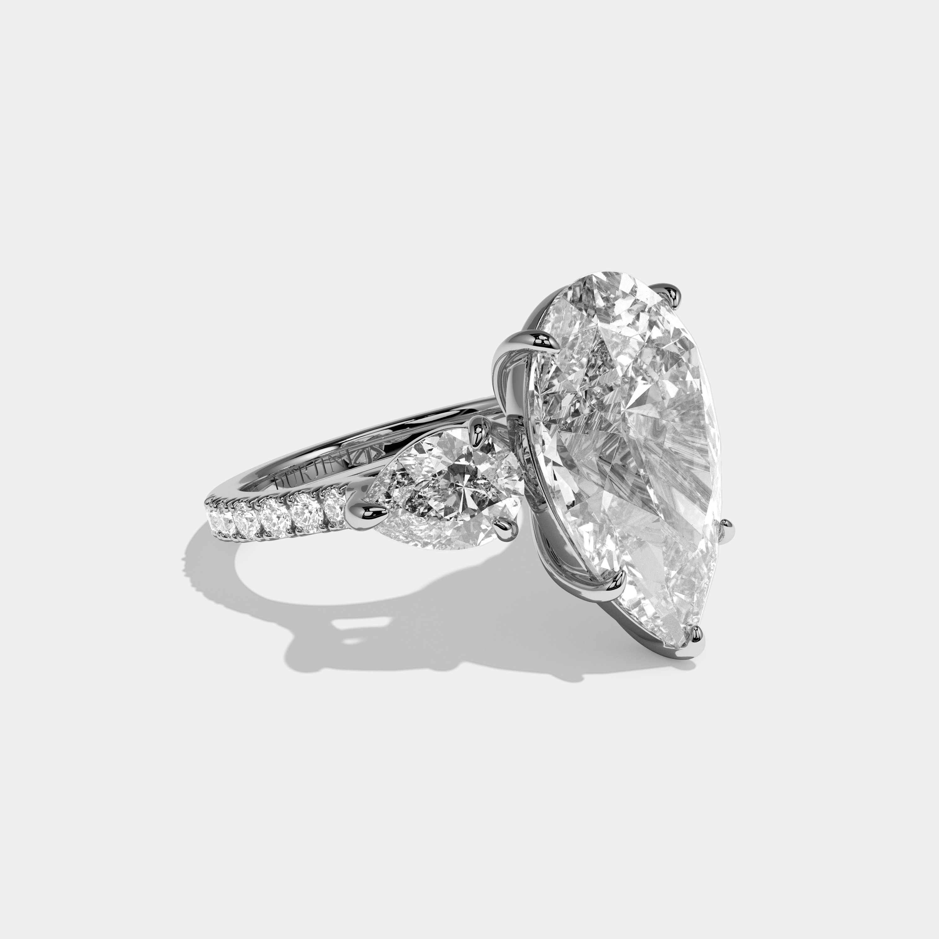 Morgan Pear Cut Diamond Halo With Pear Side Engagement Ring 10ct 18k White Gold