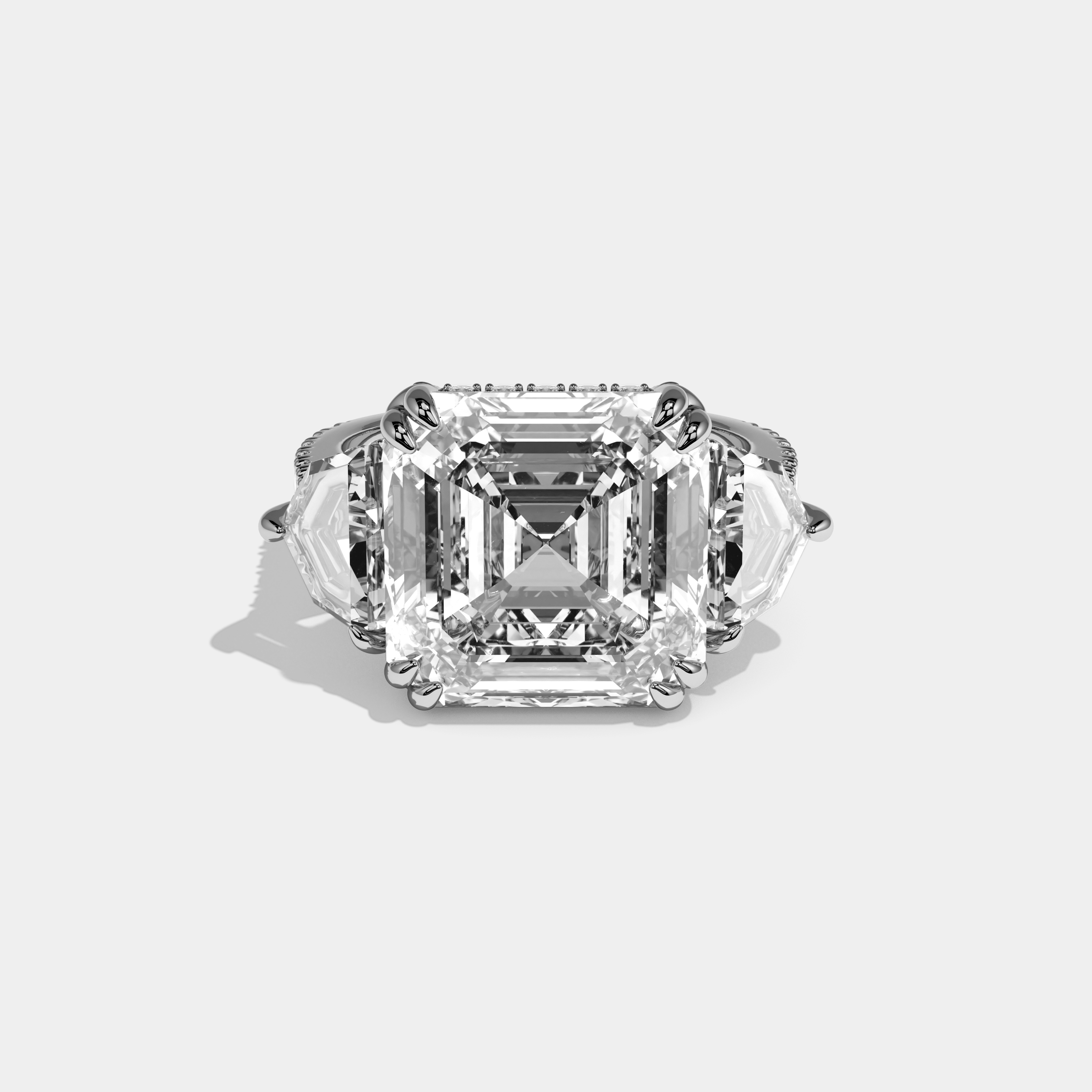 Sage Asscher Cut Diamond Halo With Step Cut Sides Engagement Ring 10ct 18k White Gold