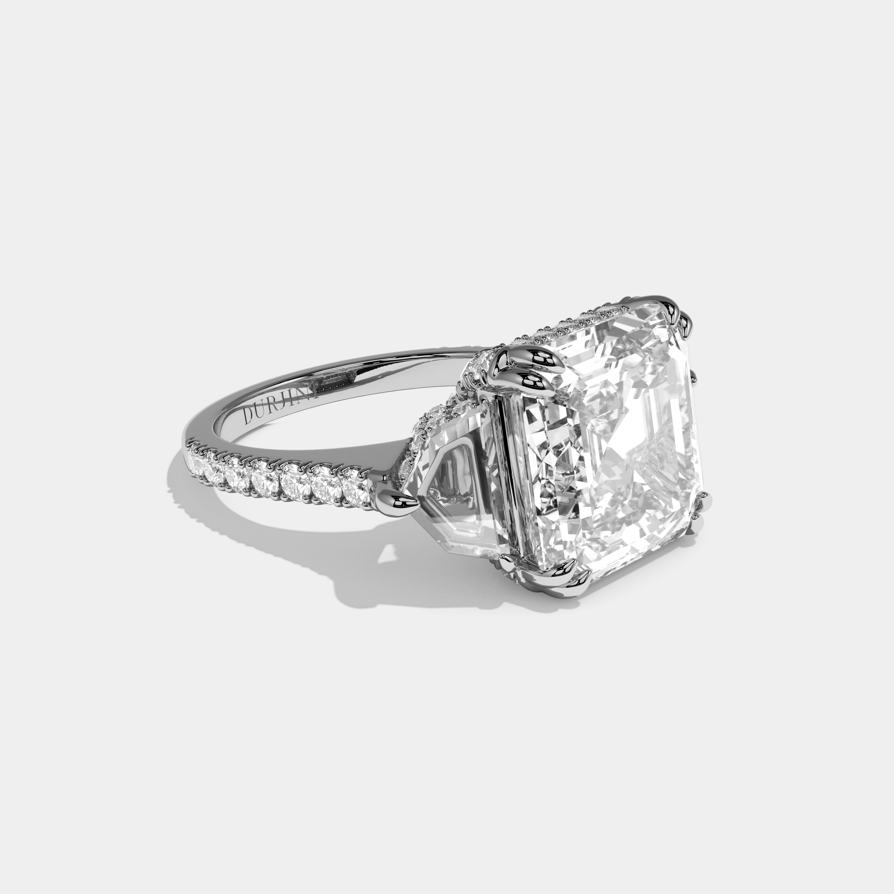 Sage Asscher Cut Diamond Halo With Step Cut Sides Engagement Ring 10ct 18k White Gold
