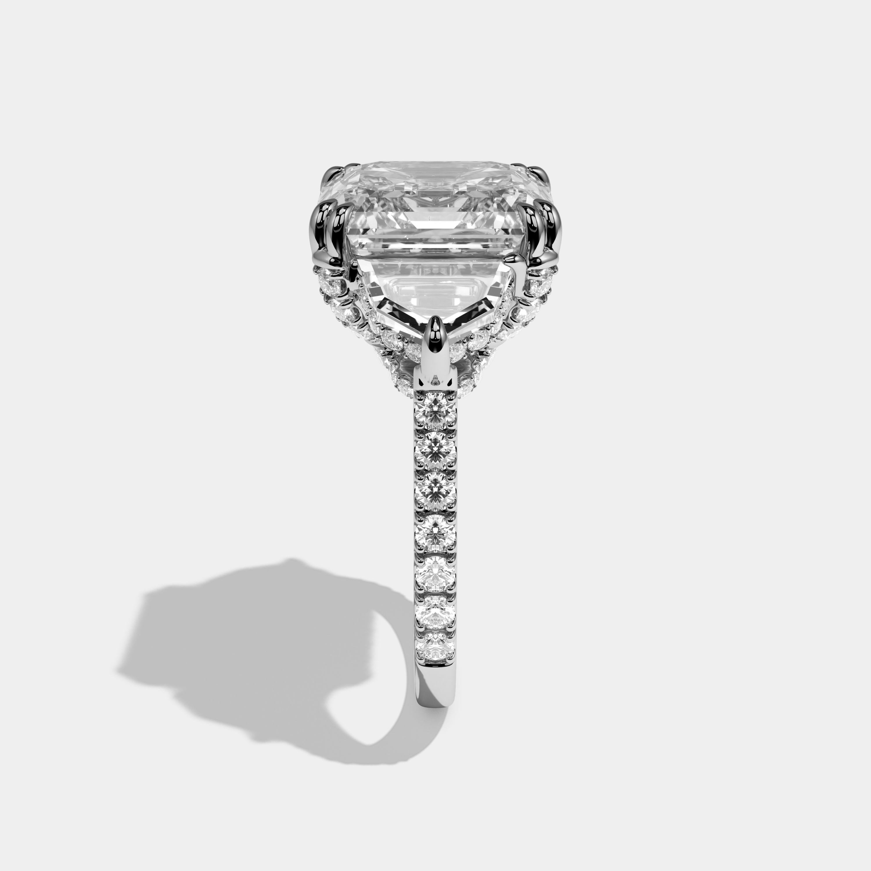 Sage Asscher Cut Diamond Halo With Step Cut Sides Engagement Ring 10ct 18k White Gold
