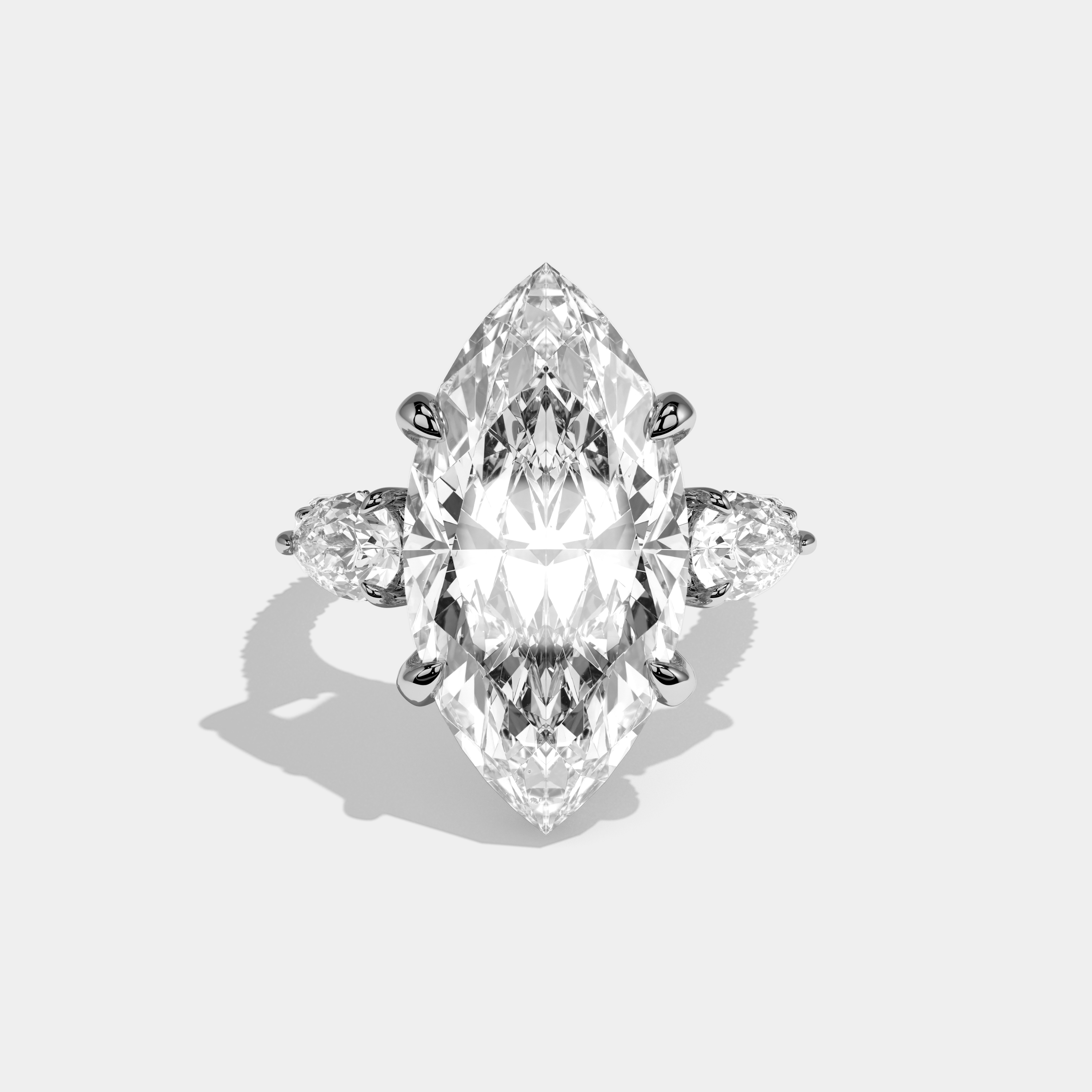 Aspen Marquise Cut Diamond Halo With Pear Sides Engagement Ring 10ct 18k White Gold
