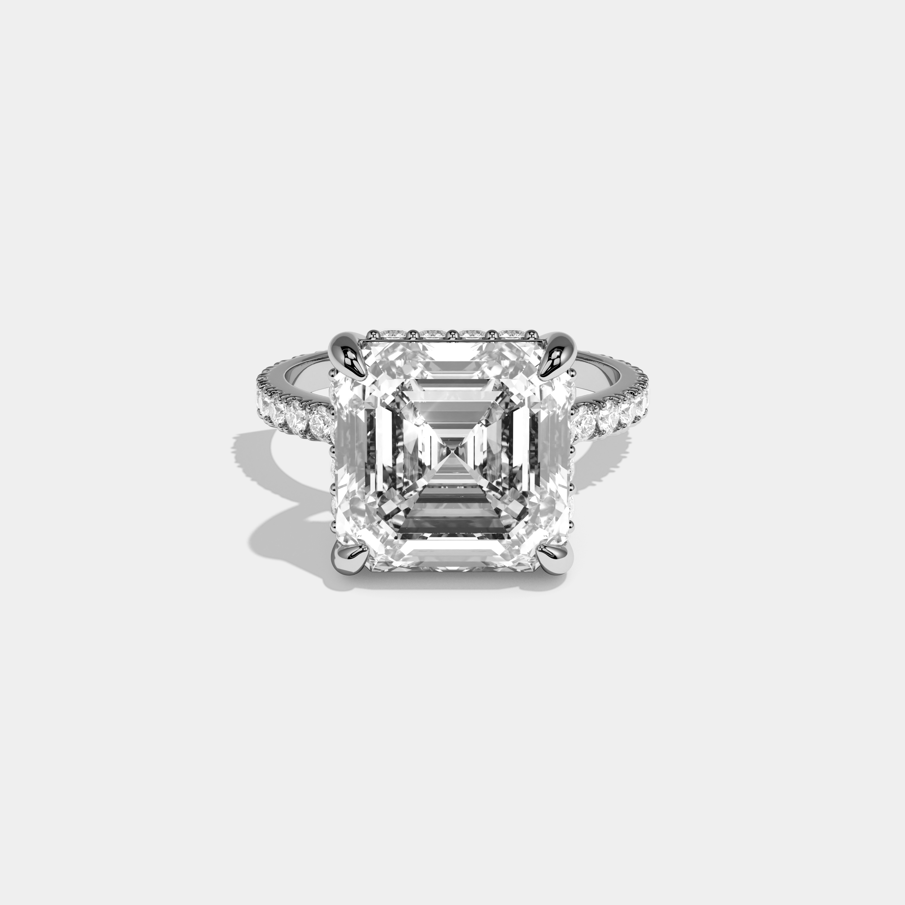 Cassidy Asscher Cut Diamond Halo Engagement Ring 10ct 18k White Gold