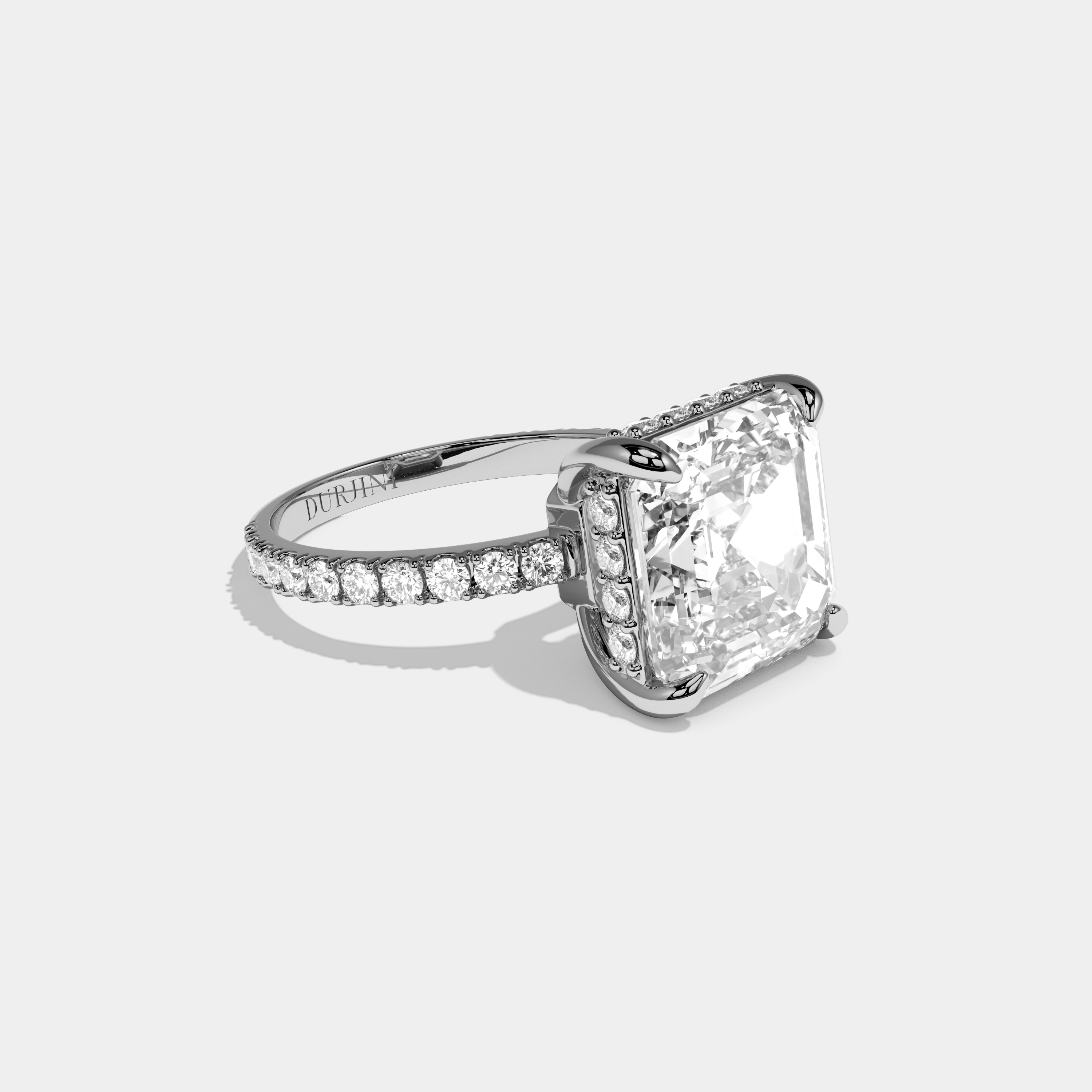 Cassidy Asscher Cut Diamond Halo Engagement Ring 10ct 18k White Gold
