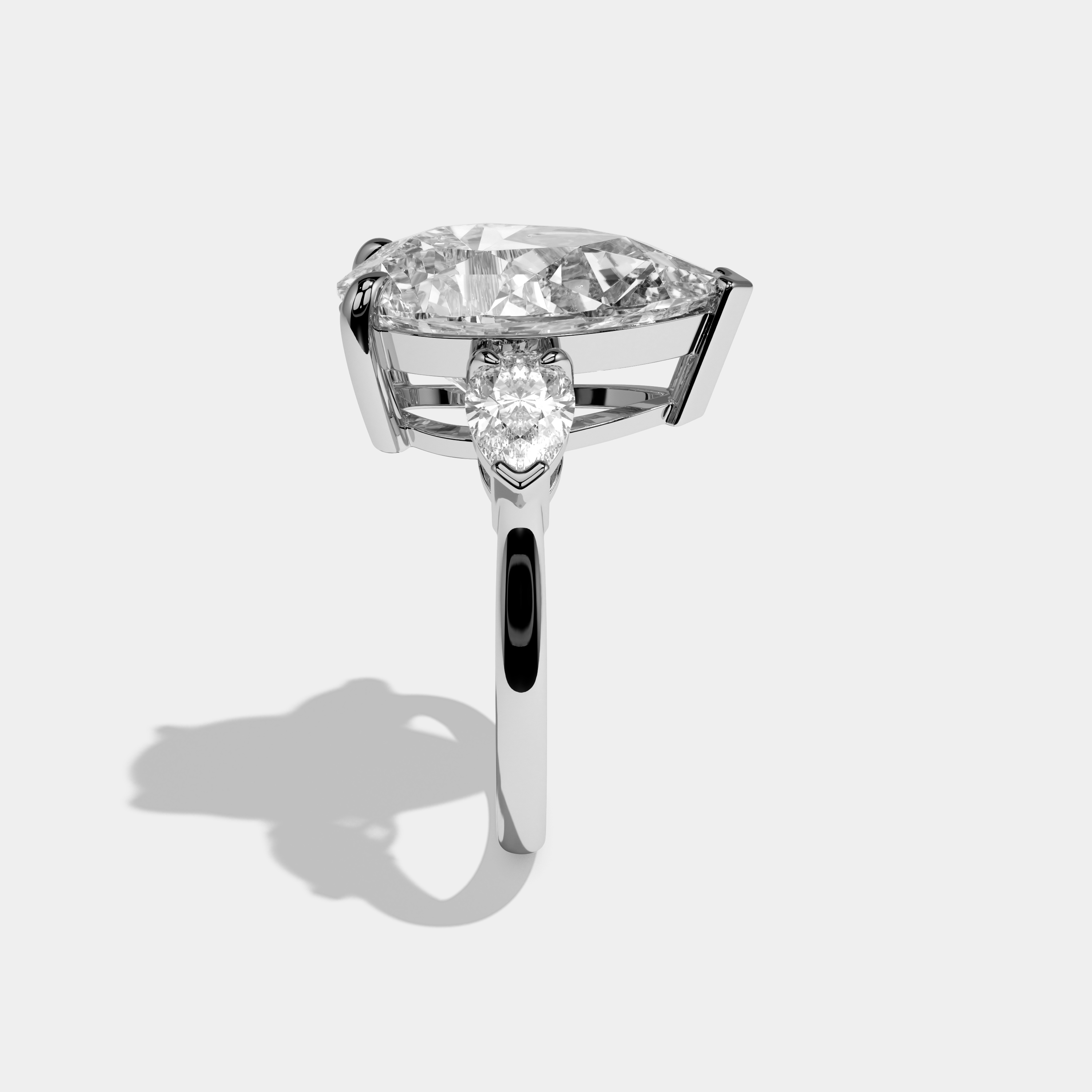 Delilah Pear Cut Diamond With Pear Sides Engagement Ring 10ct 18k White Gold