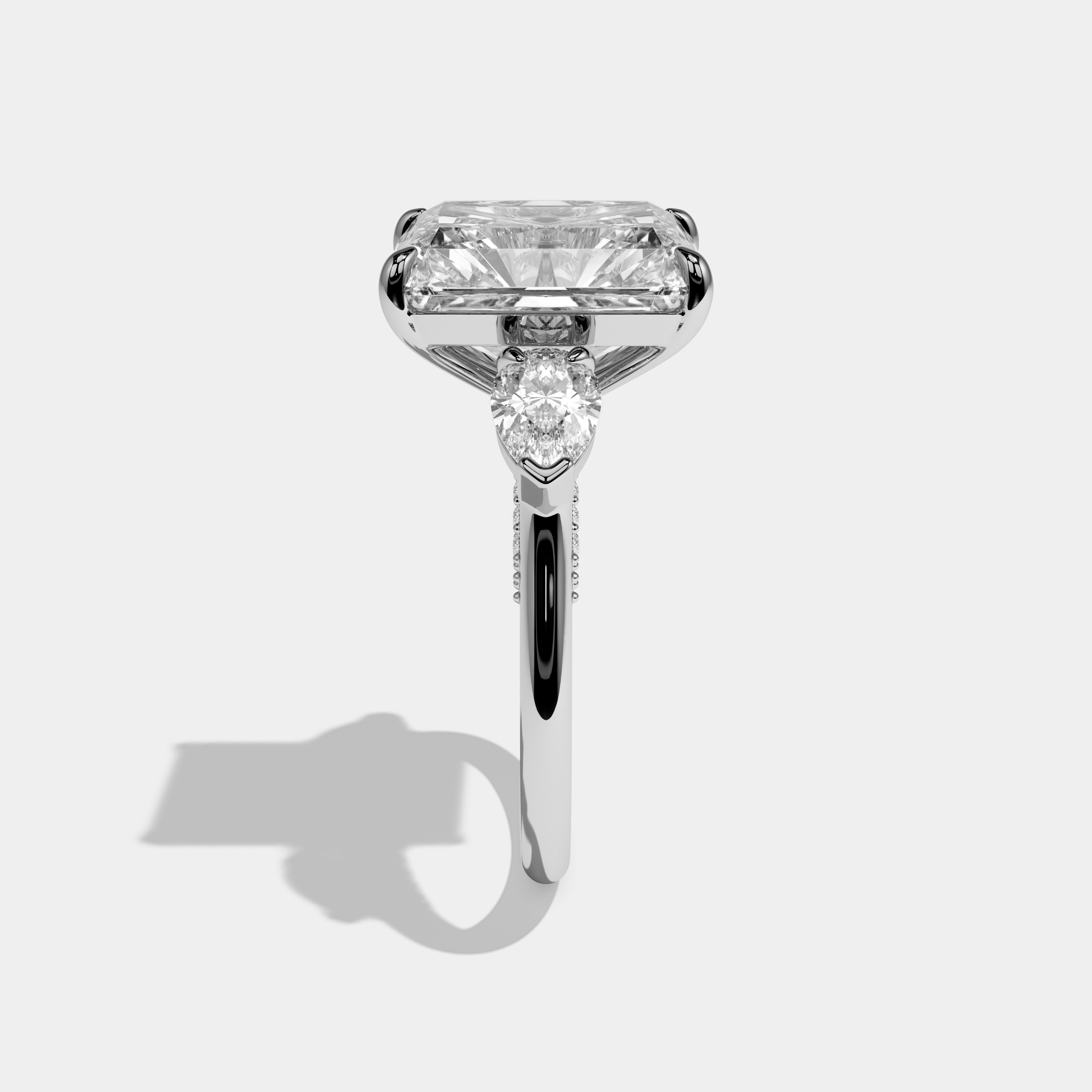 Gabriella Radiant Cut Diamond Halo Plain Band With Pear Sides Engagement Ring 10ct 18k White Gold
