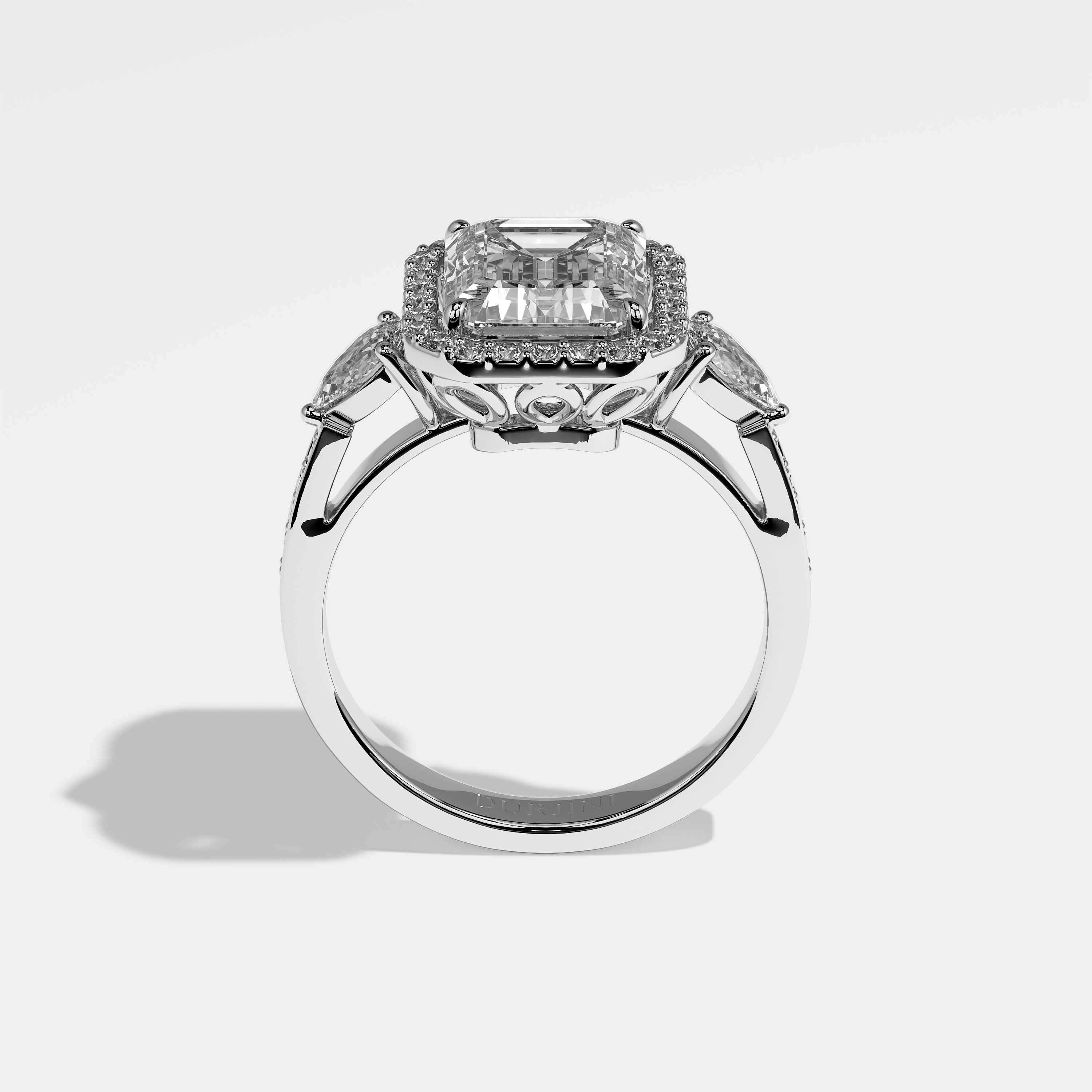 Olly Diamond Emerald Halo Engagement Ring 18K White Gold 8.00ct