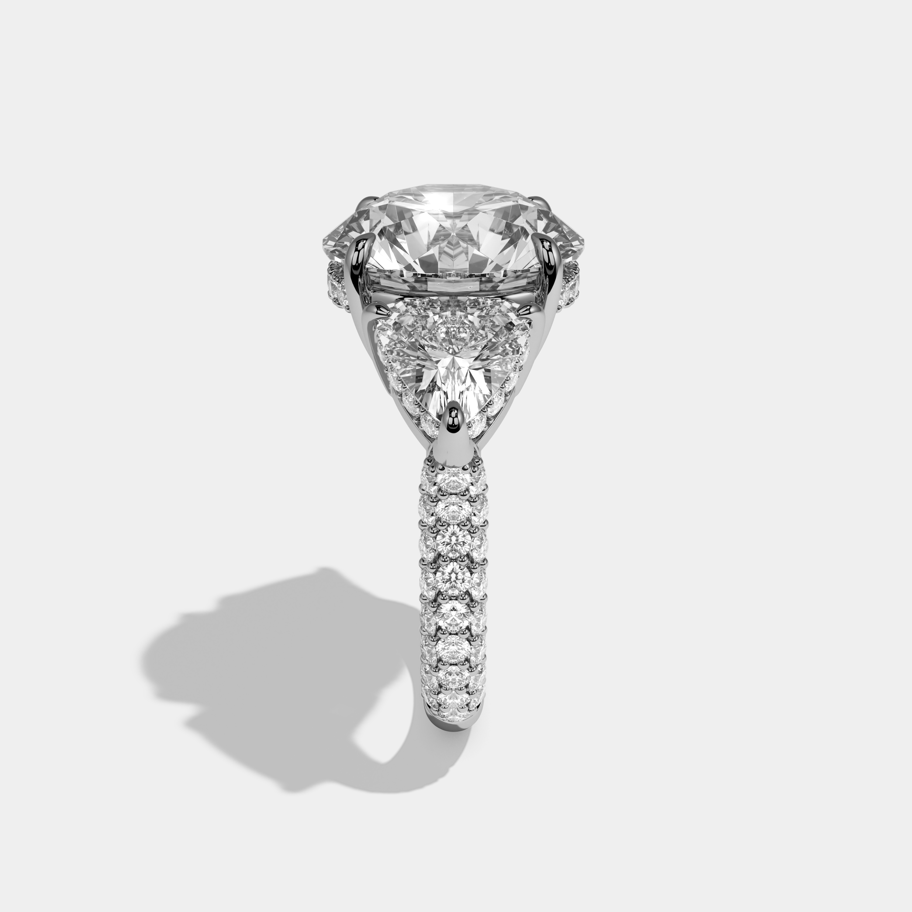 Juniper Round Brilliant Cut Diamond Halo With Trillion Sides Engagement Ring 10ct 18k White Gold