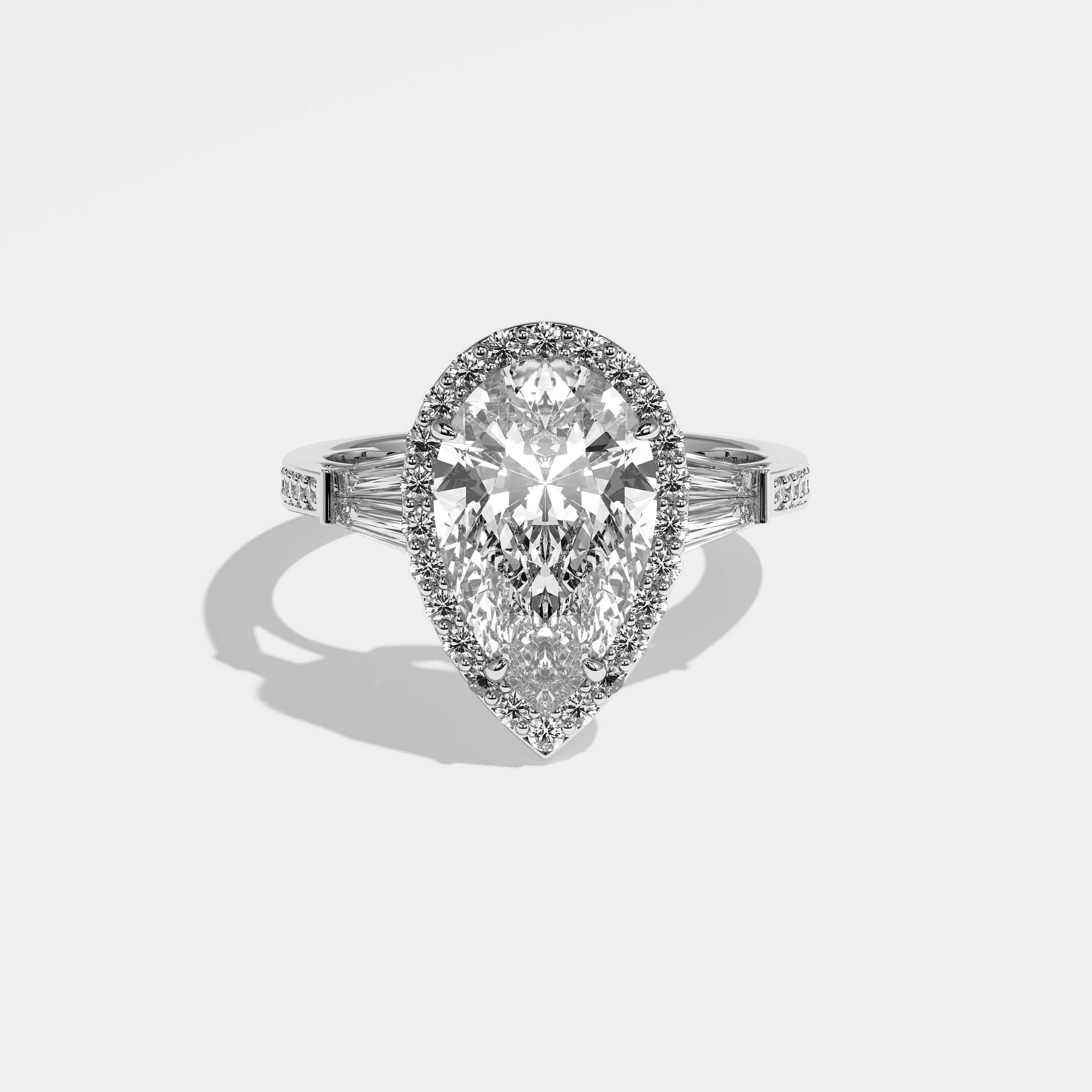 Harley Diamond Pear Halo Engagement Ring 18K White Gold 9.30ct
