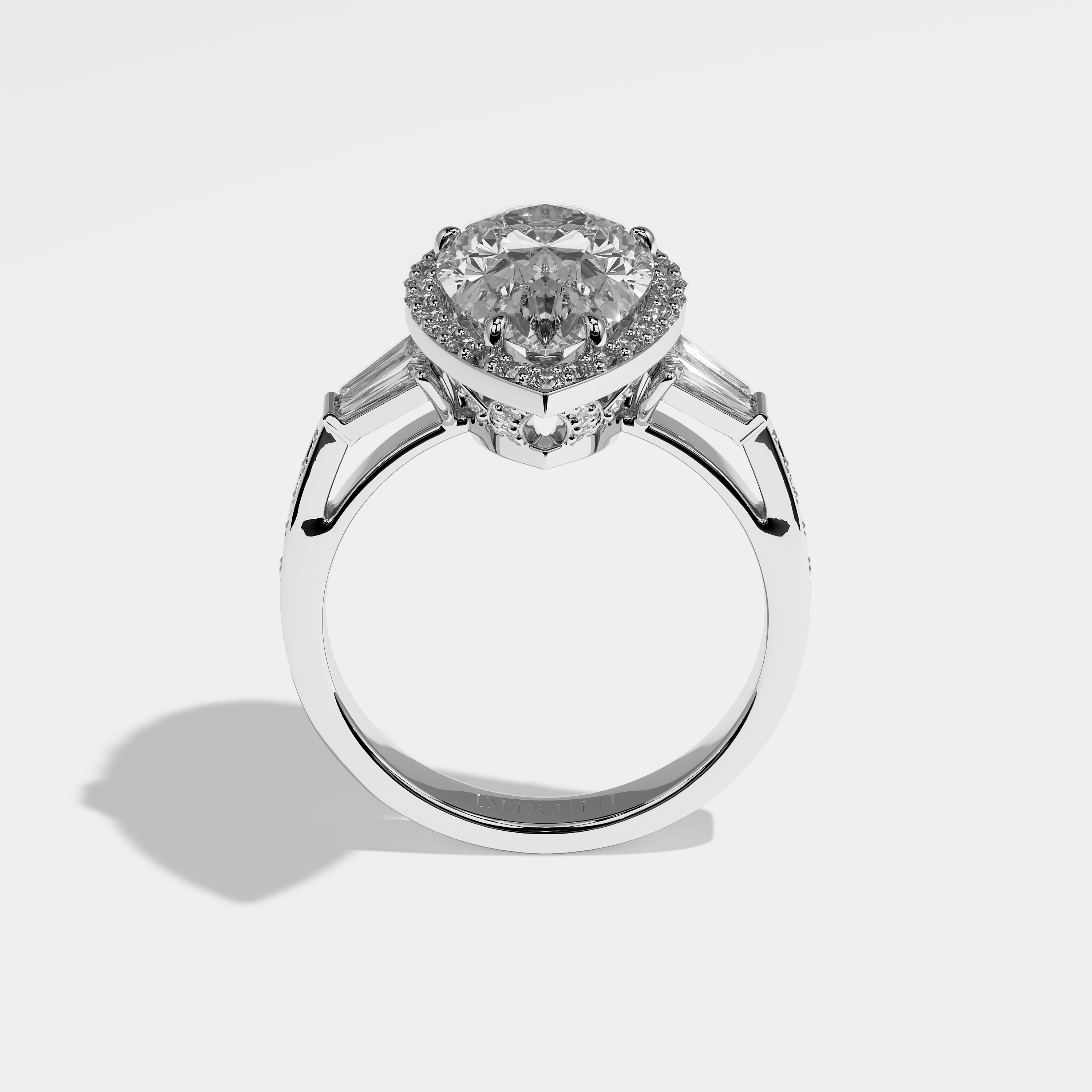Harley Diamond Pear Halo Engagement Ring 18K White Gold 9.30ct