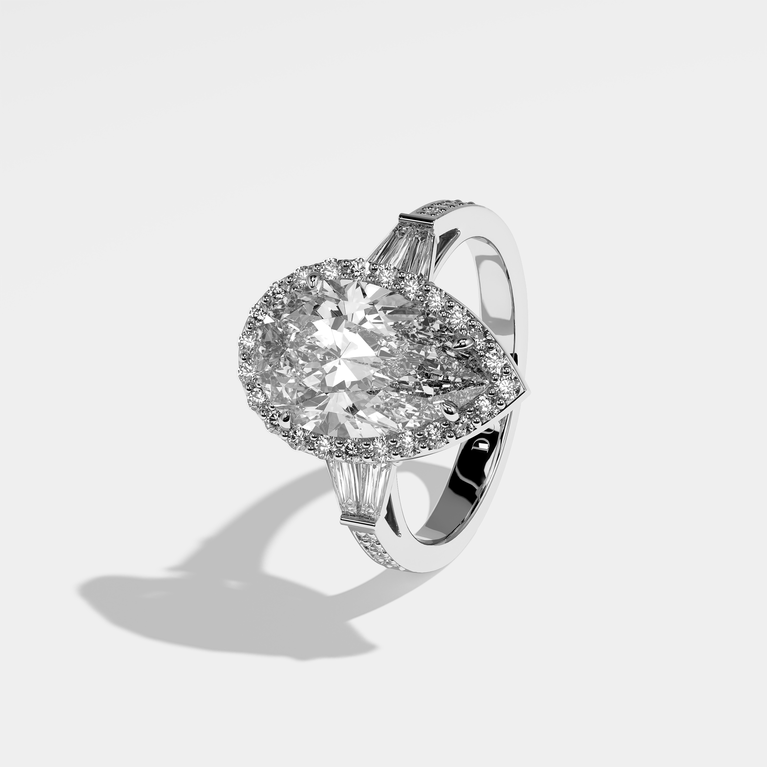 Harley Diamond Pear Halo Engagement Ring 18K White Gold 9.30ct