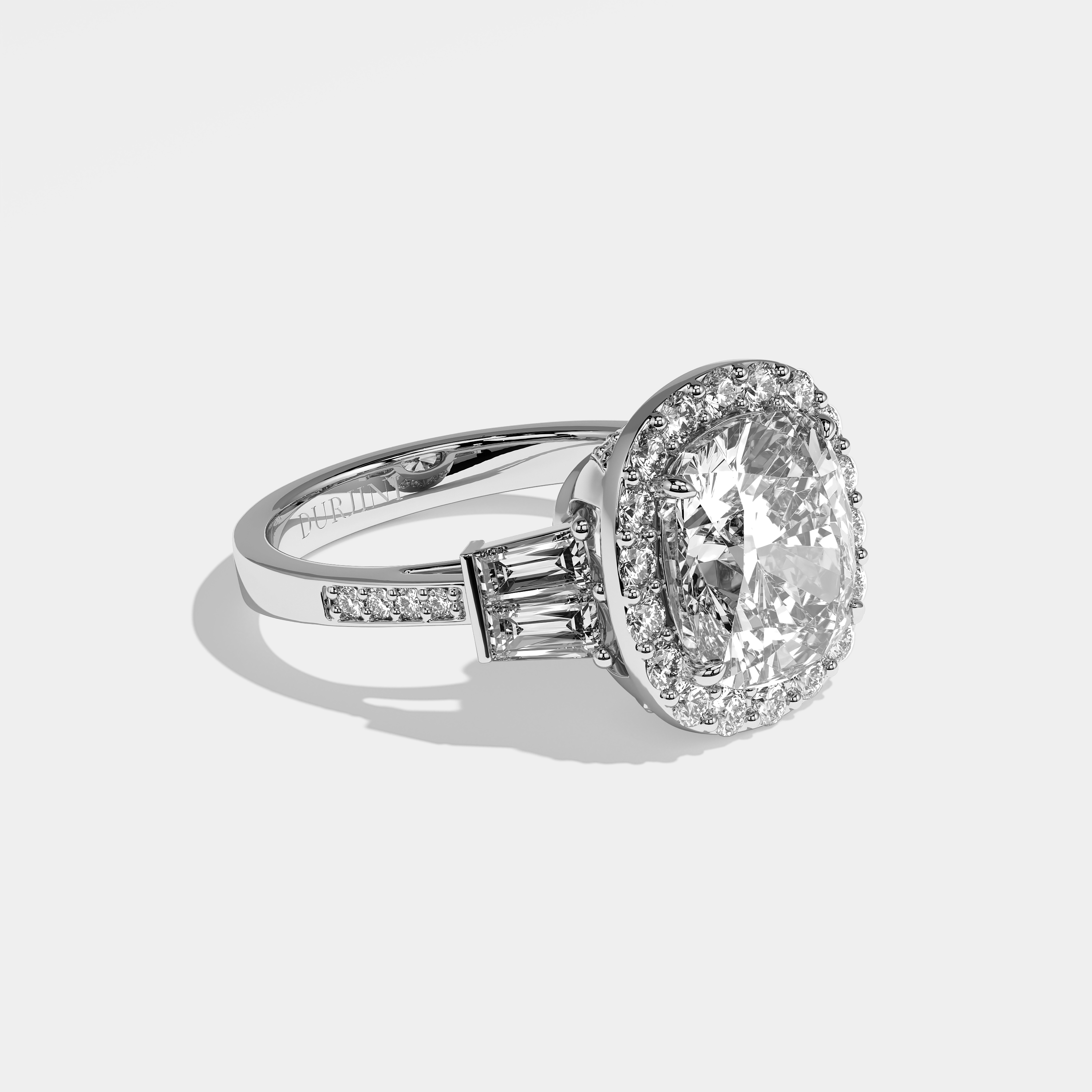 Lauren Diamond Cushion Halo Engagement Ring 18K White Gold 9.00ct