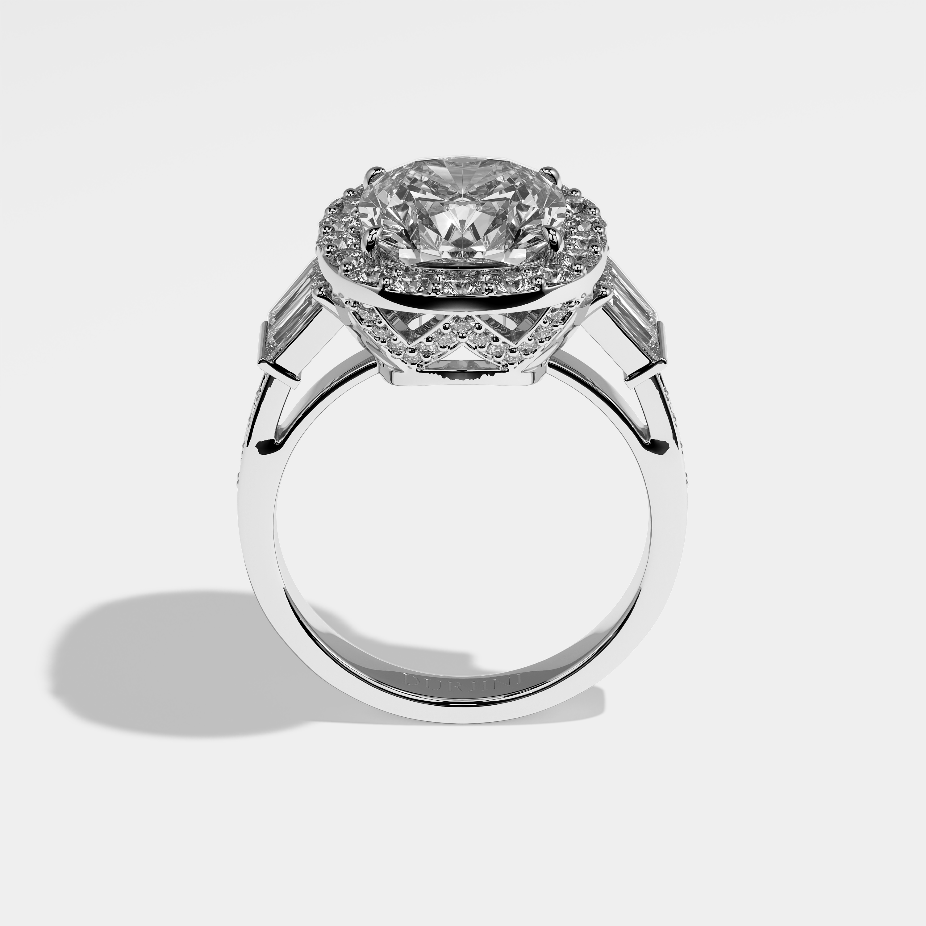 Lauren Diamond Cushion Halo Engagement Ring 18K White Gold 9.00ct