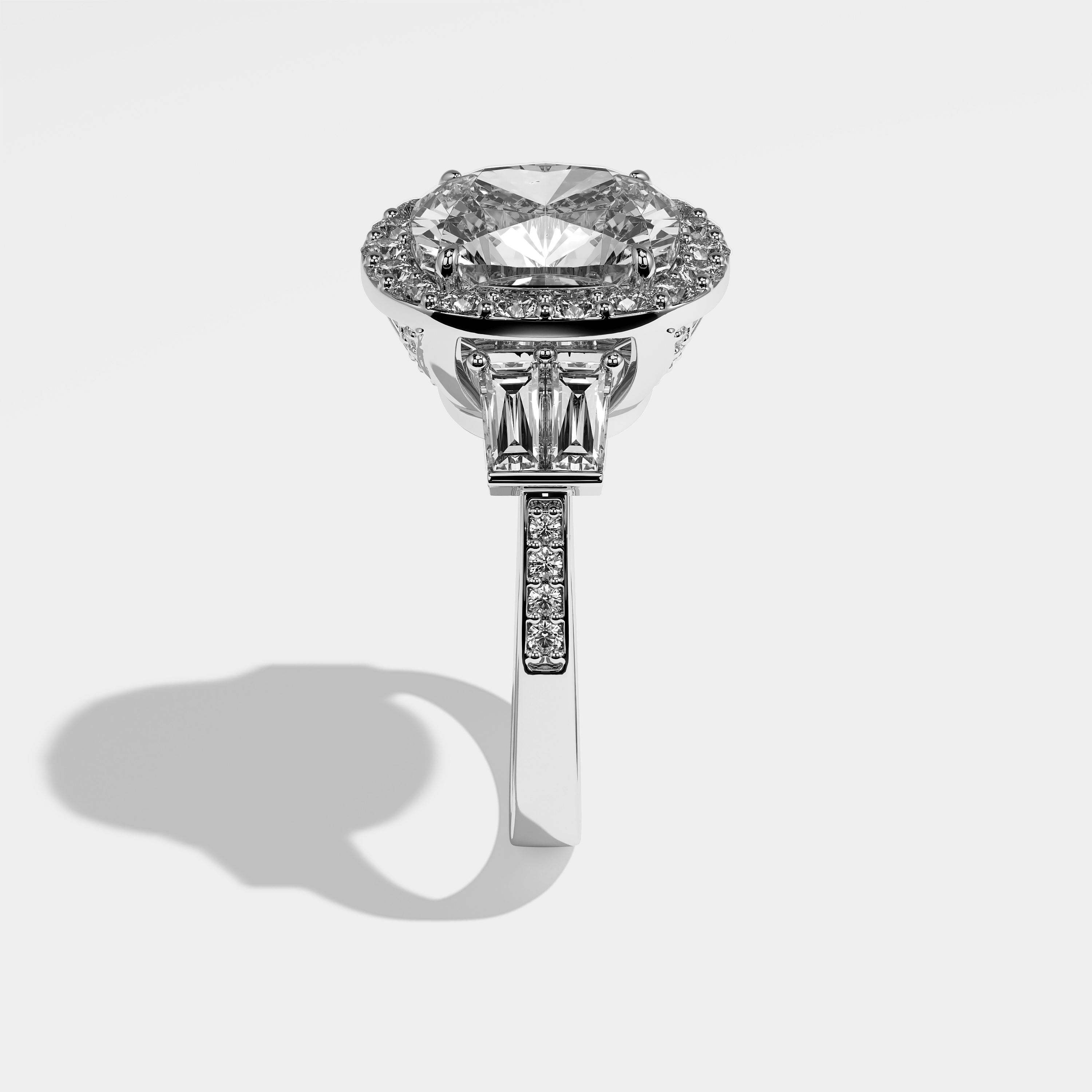 Lauren Diamond Cushion Halo Engagement Ring 18K White Gold 9.00ct