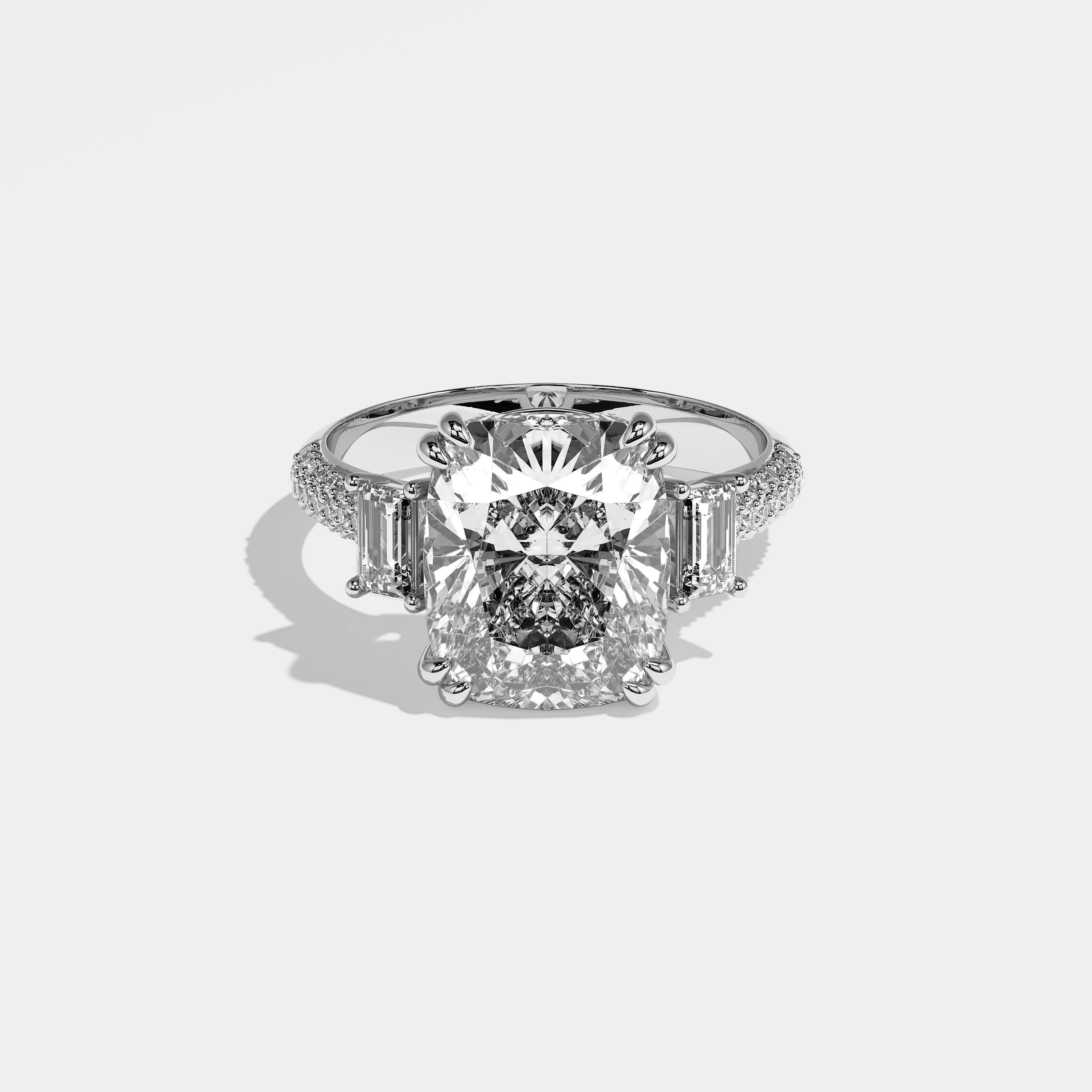 Veronica Diamond Cushion Engagement Ring 18K White Gold 9.00ct